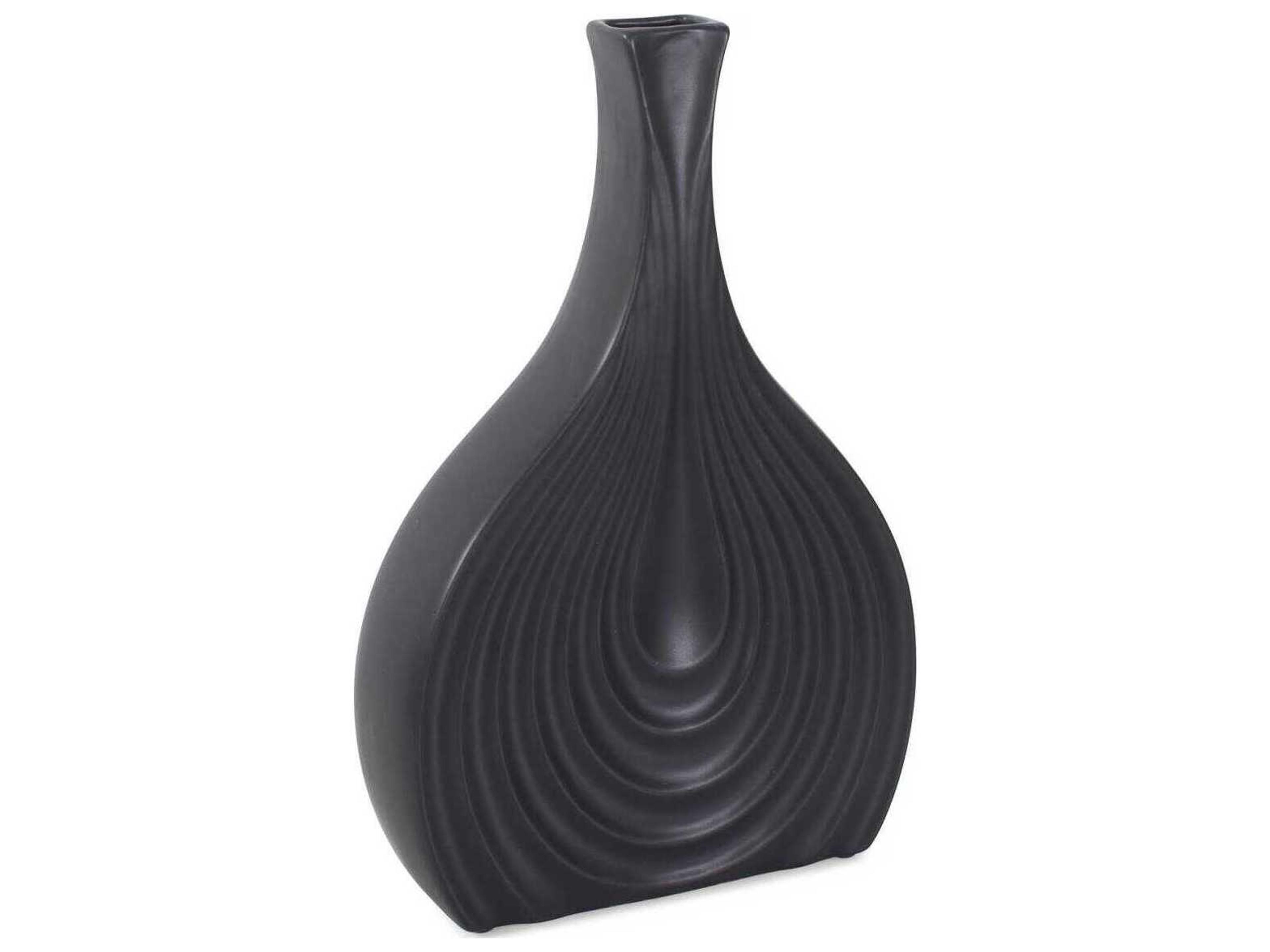 Howard Elliott Onion Tapered Matte Black Vase