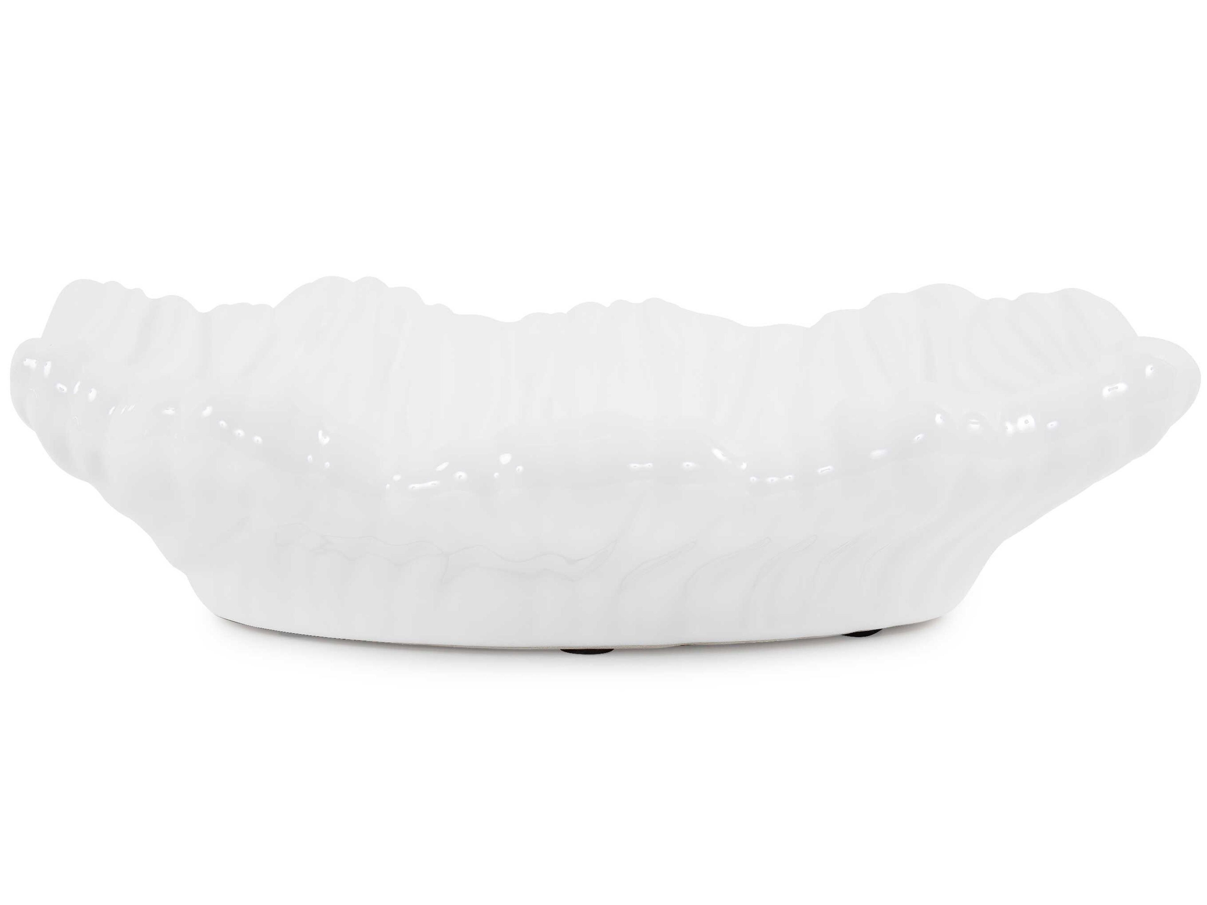 Howard Elliott Ebb Low Glossy White Serving Tray