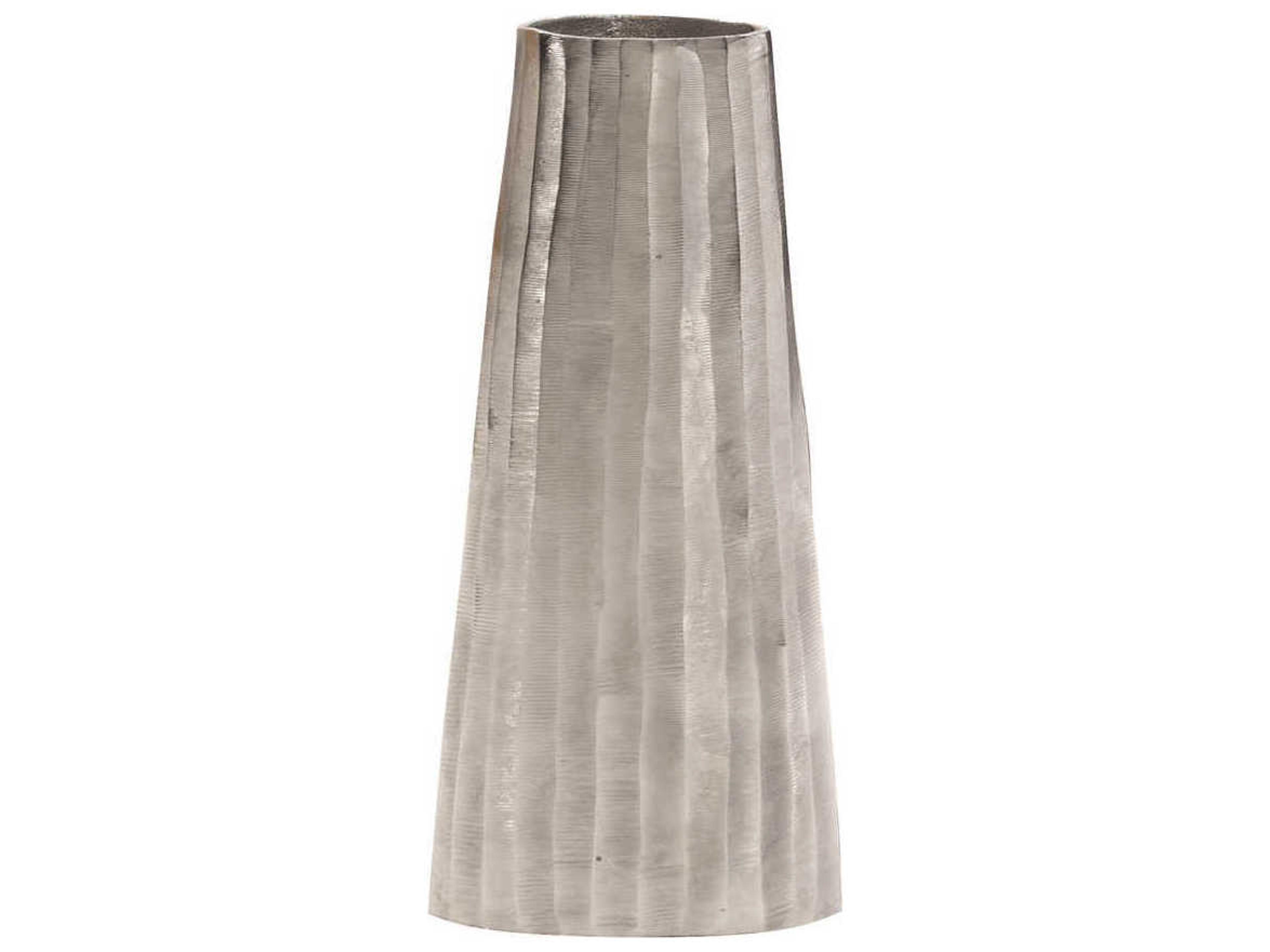 Howard Elliott Metallic Silver 8" Chiseled Vase