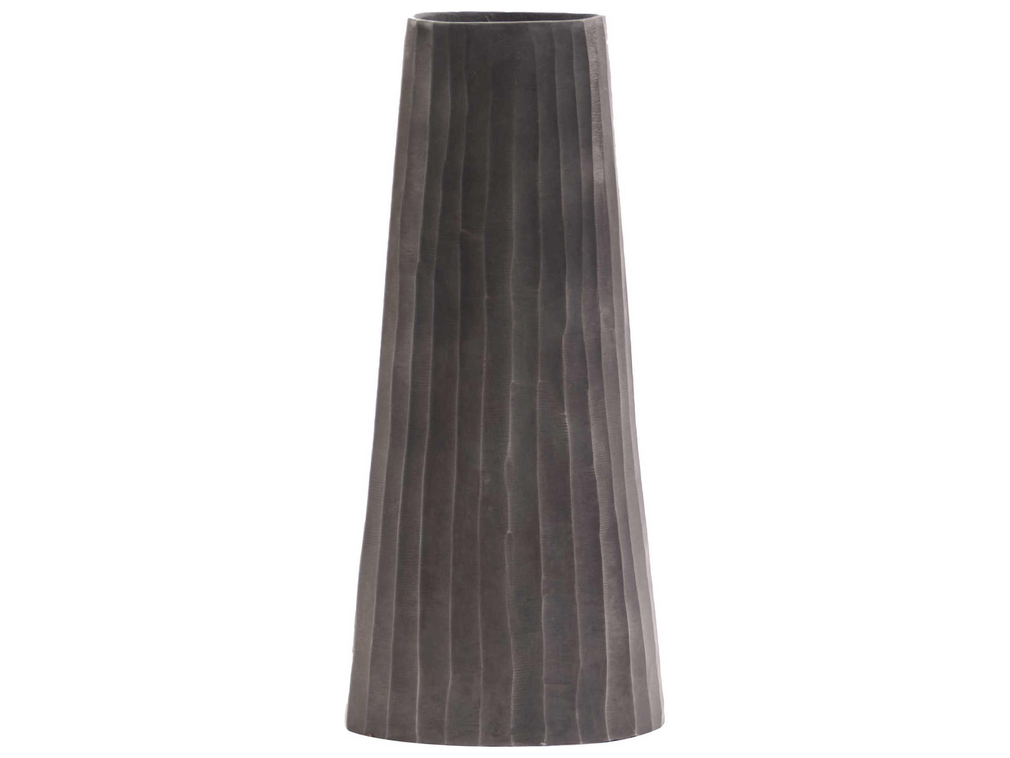 Howard Elliott Graphite Gray 10" Chiseled Vase