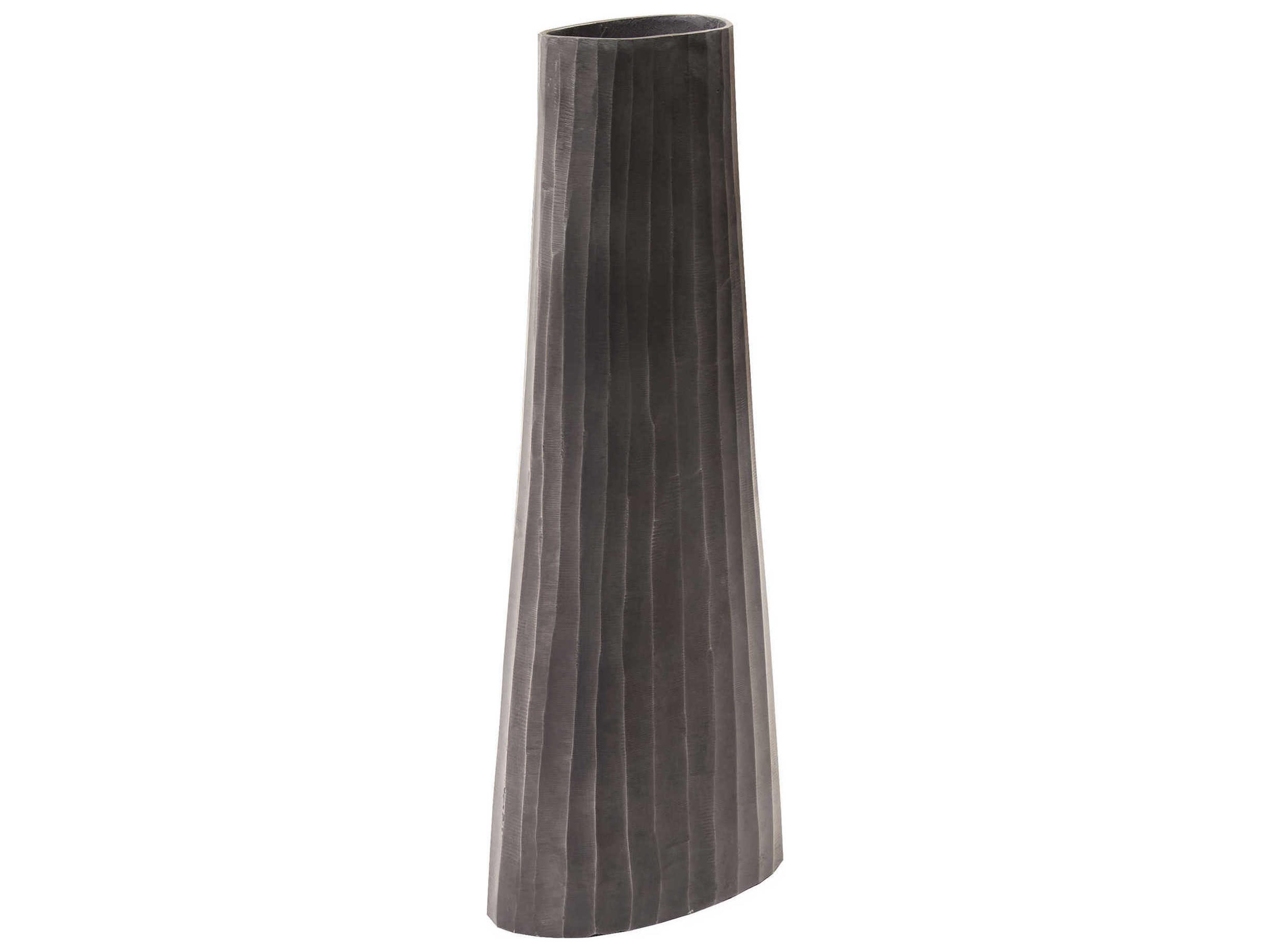 Howard Elliott Graphite Gray 10" Chiseled Vase