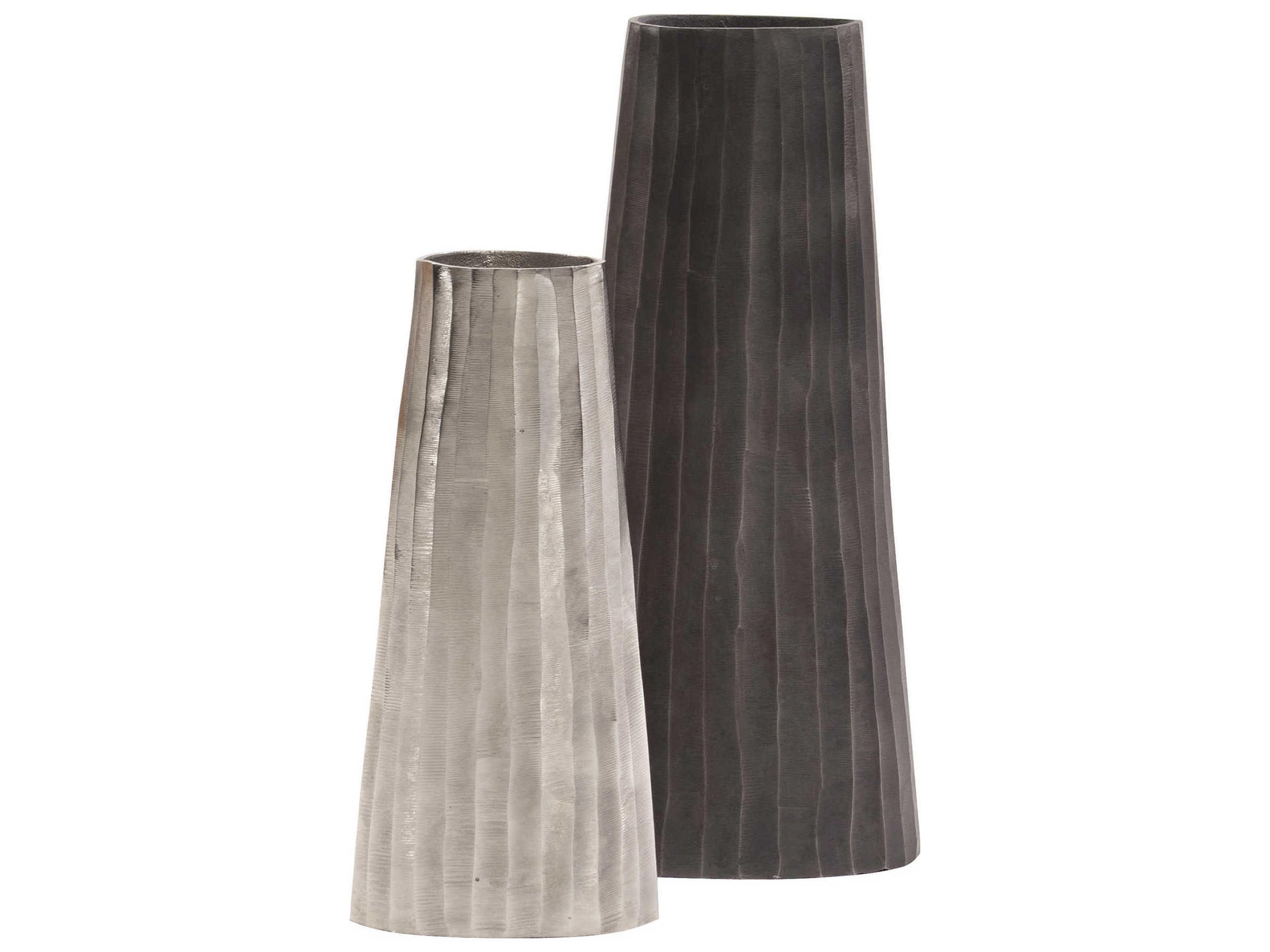 Howard Elliott Graphite Gray 10" Chiseled Vase