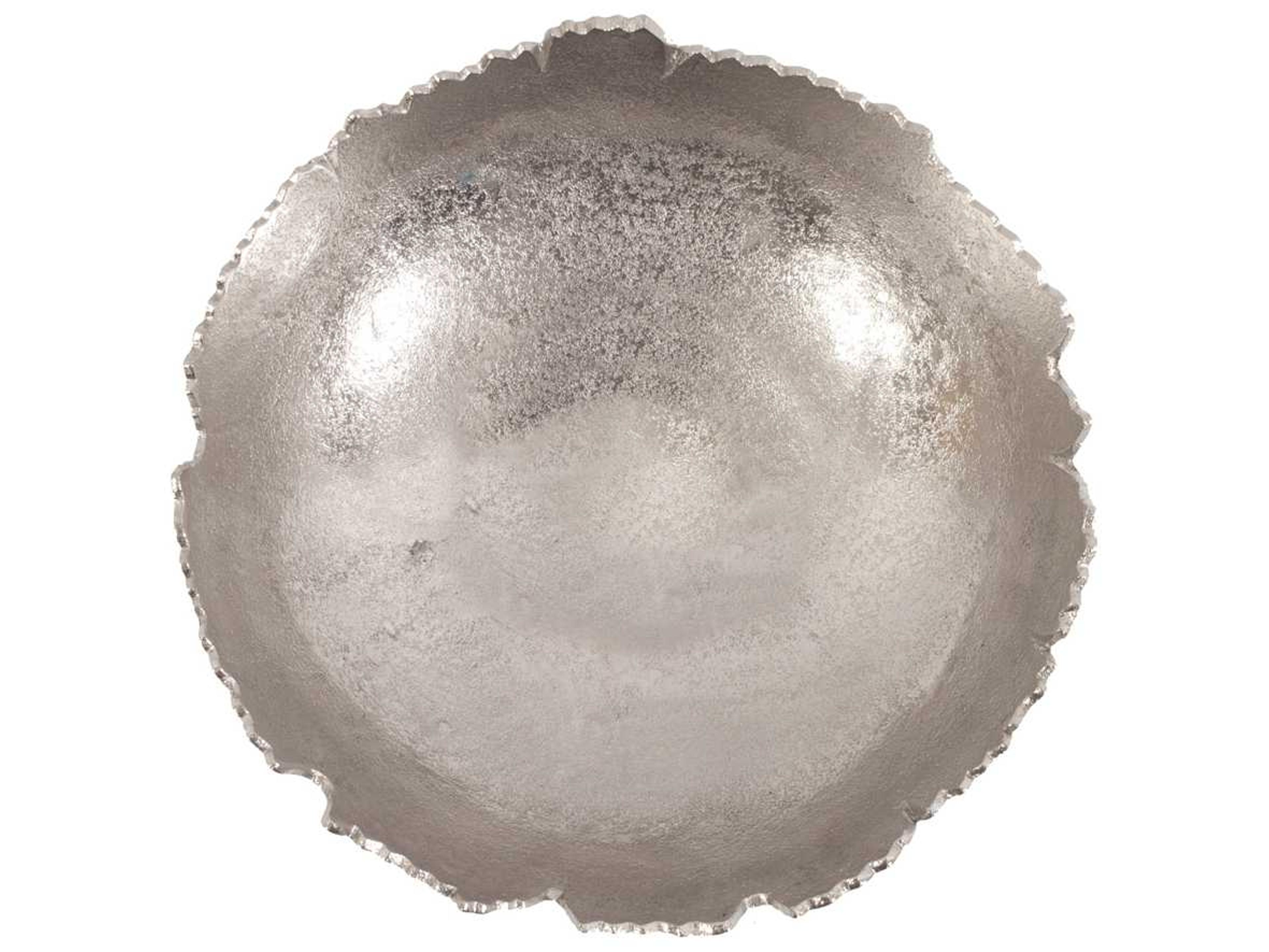 Howard Elliott Textured Silver Broken Edge Decorative Bowl / Wall Art