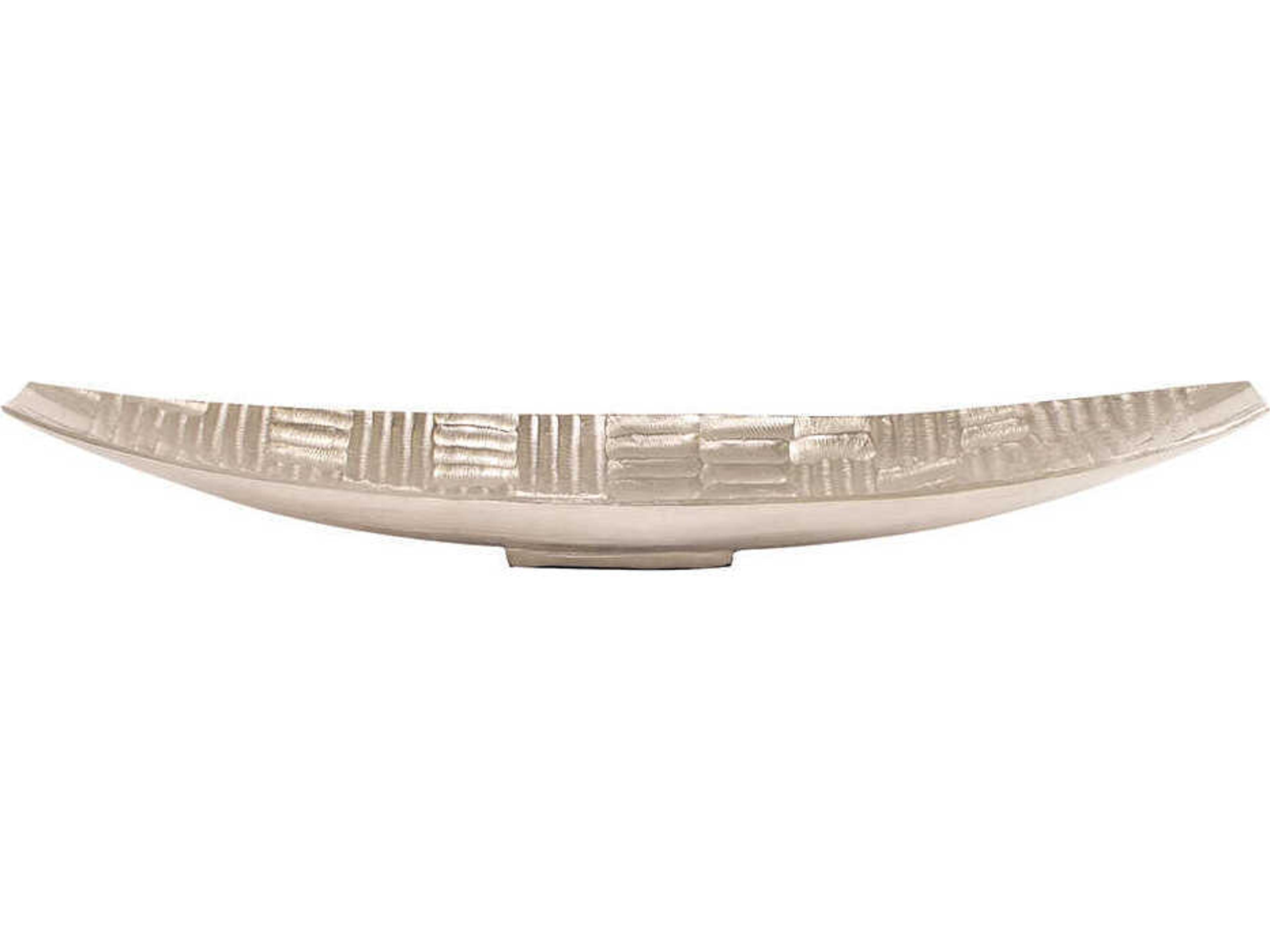 Textured Elongated Silver Decorative Bowl