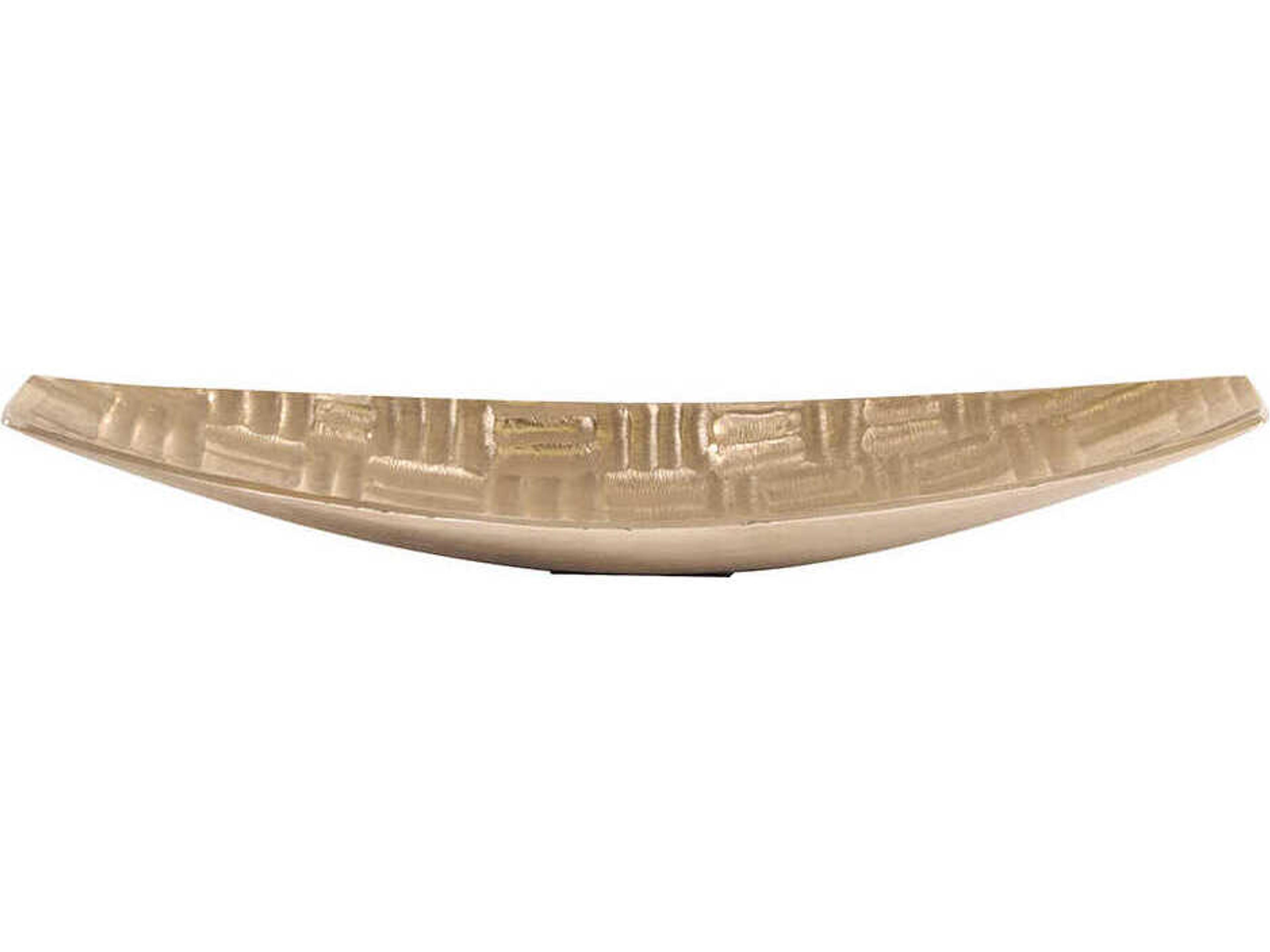 Textured Elongated Metallic Gold Decorative Bowl