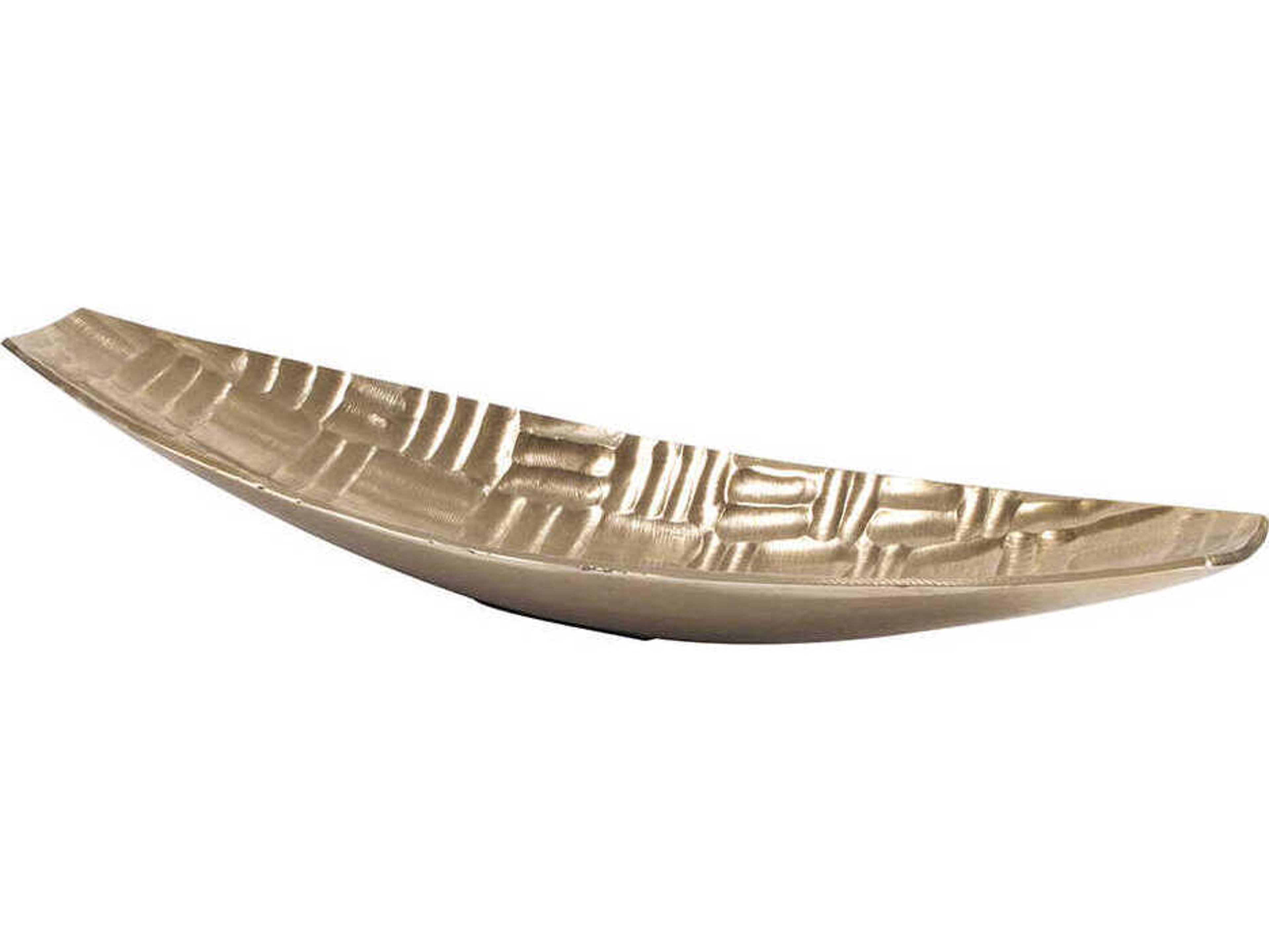 Howard Elliott Textured Elongated Metallic Gold Decorative Bowl