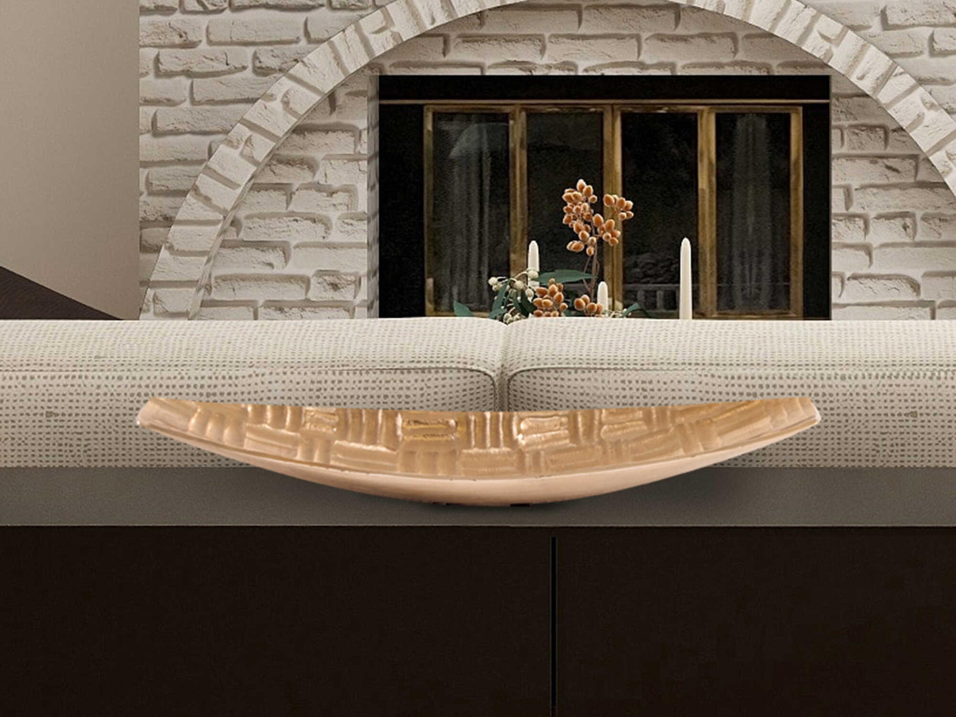 Howard Elliott Textured Elongated Metallic Gold Decorative Bowl