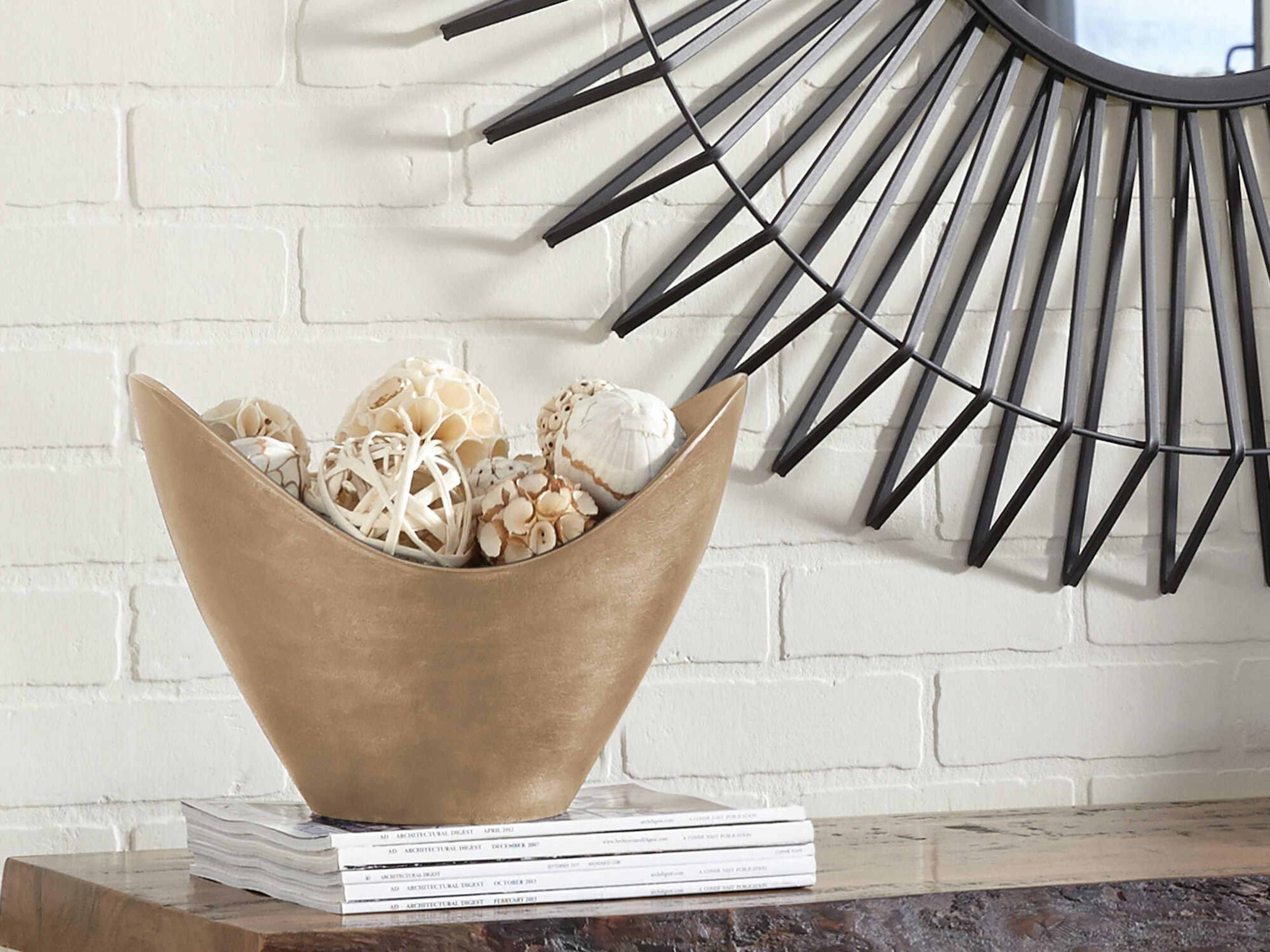 Howard Elliott Gold Hi-Lo Decorative Bowl