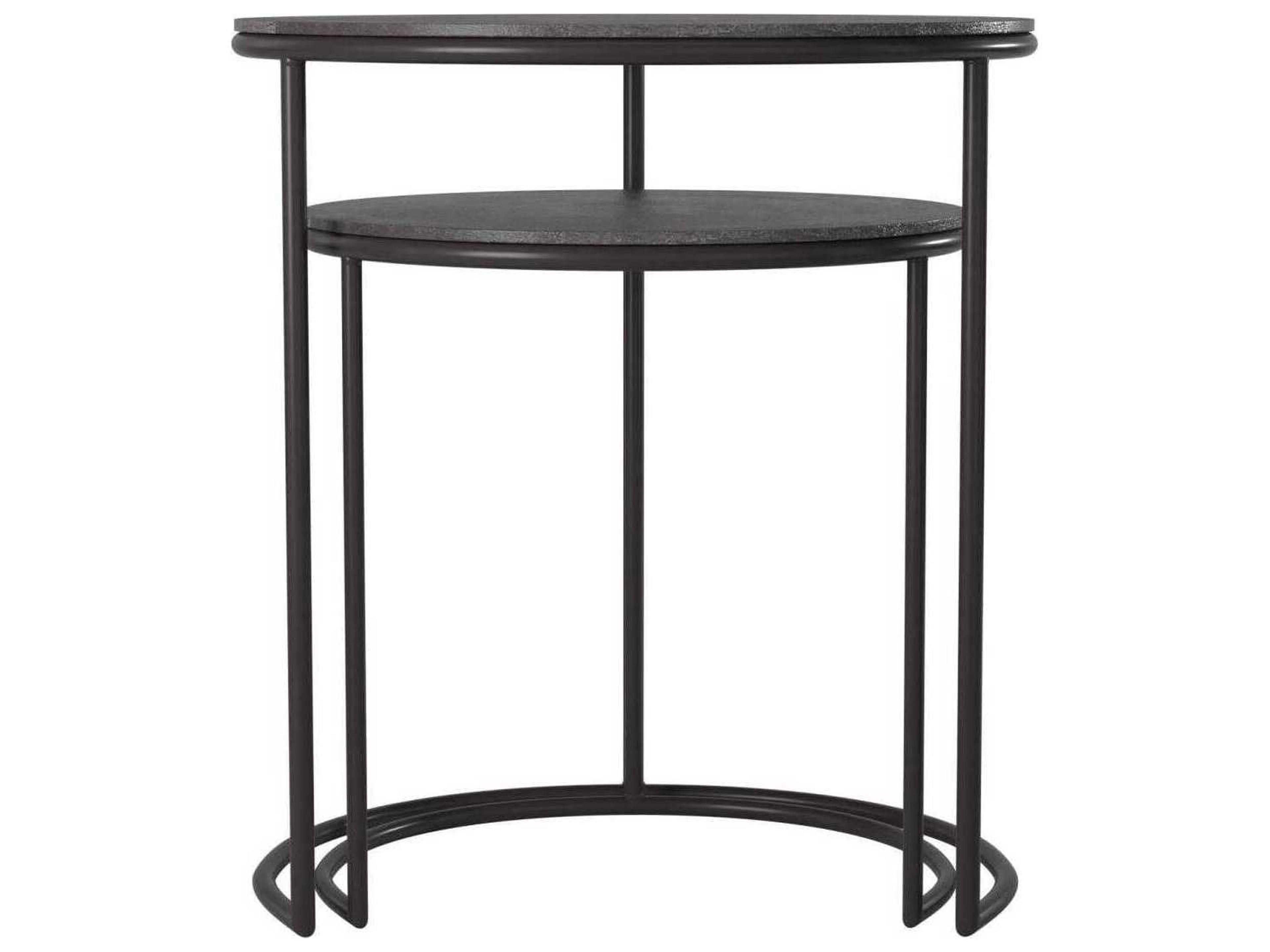 Howard Elliott Round Metal Graphite End Table