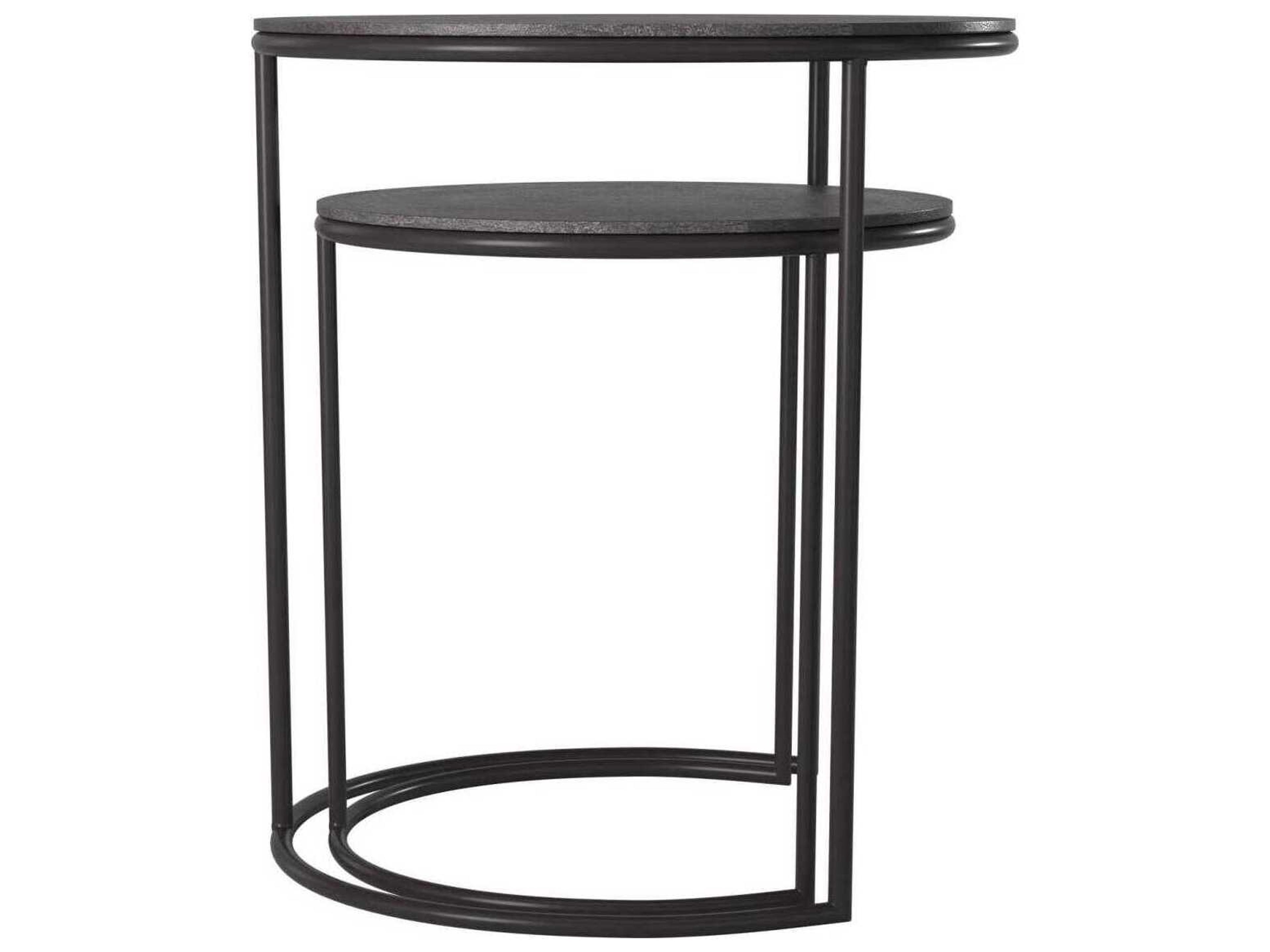 Howard Elliott Round Metal Graphite End Table