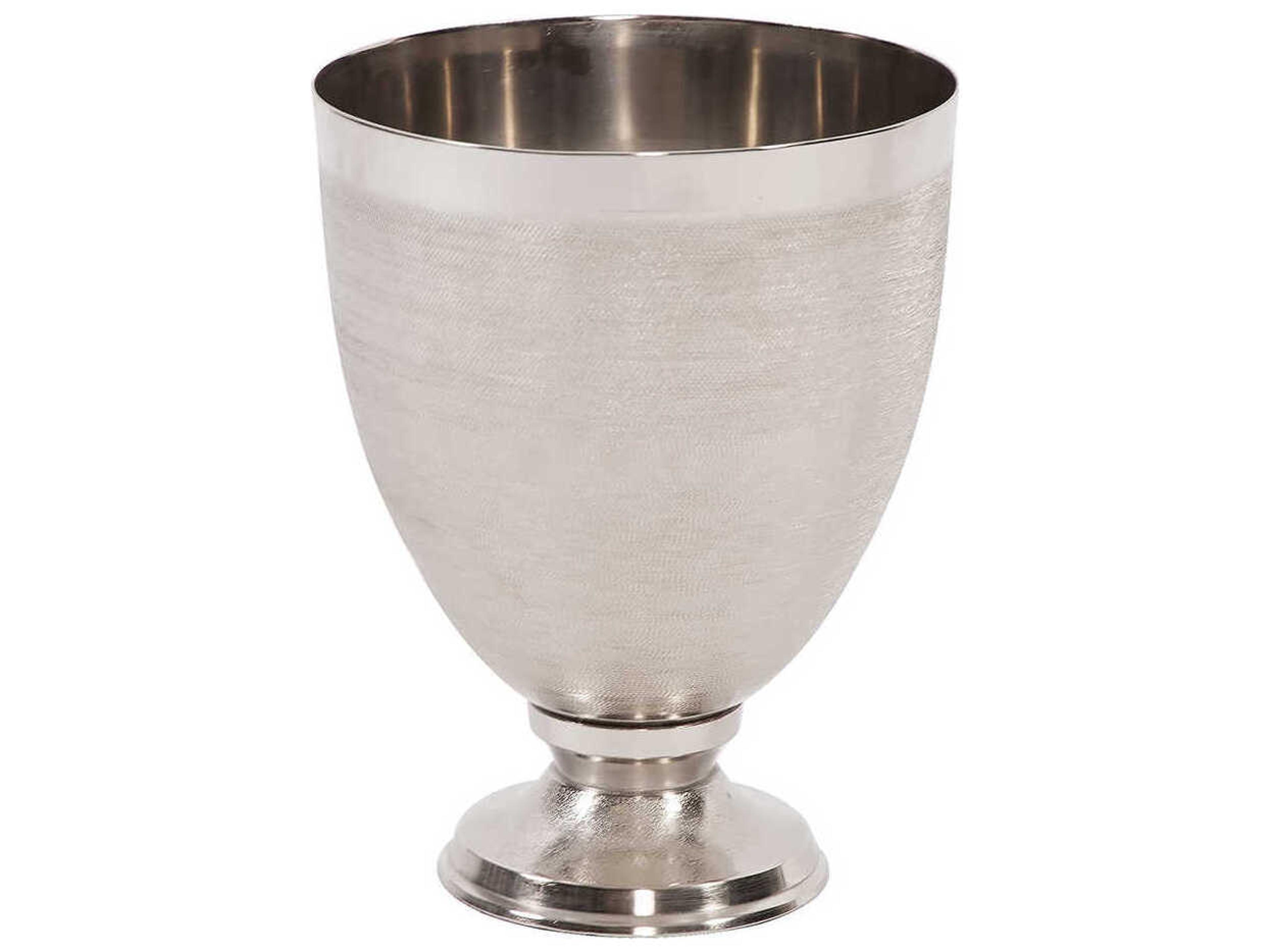 Textured Silver Goblet Vase