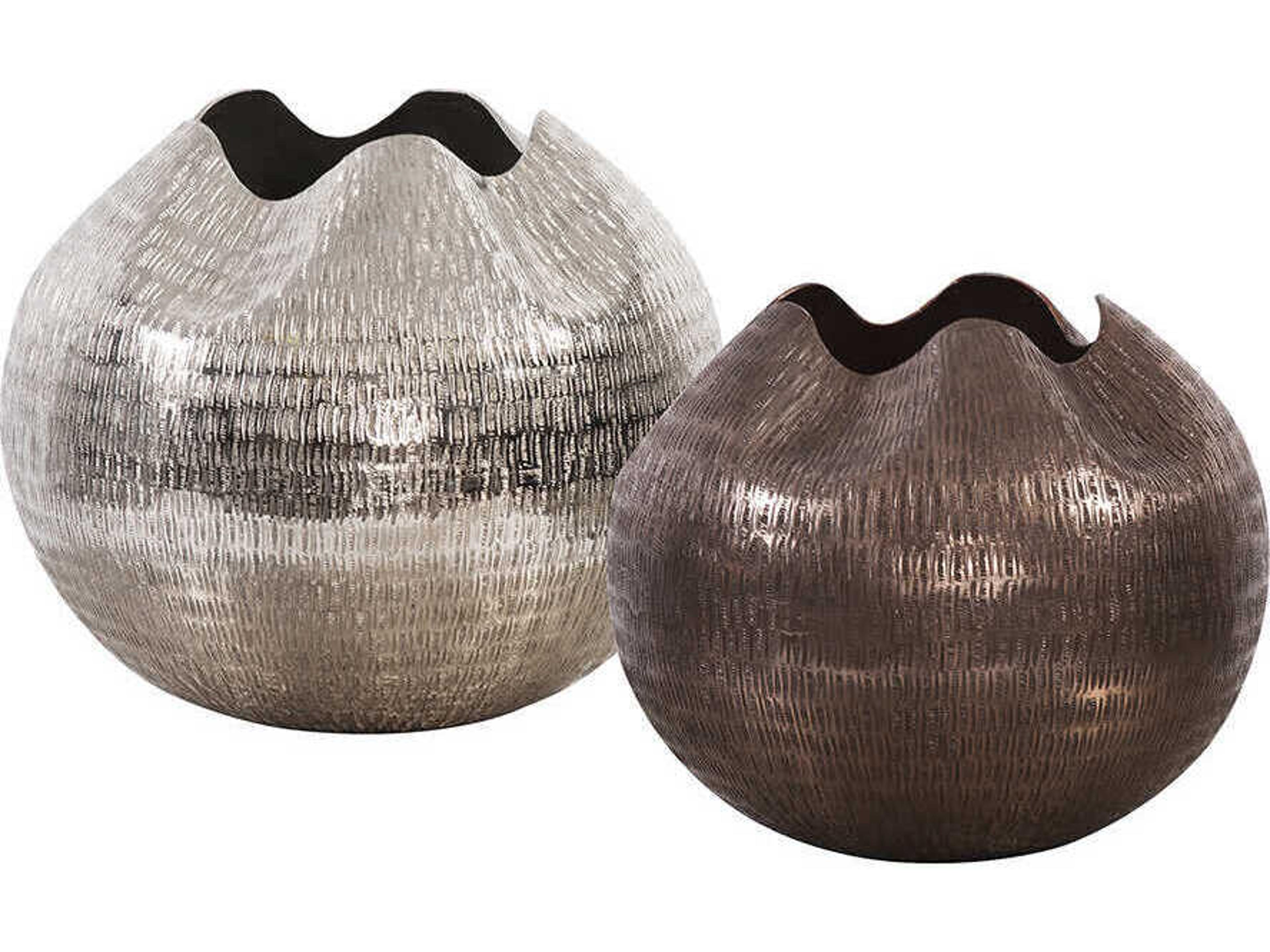 Howard Elliott Textured Copper Pinched Top Globe Vase