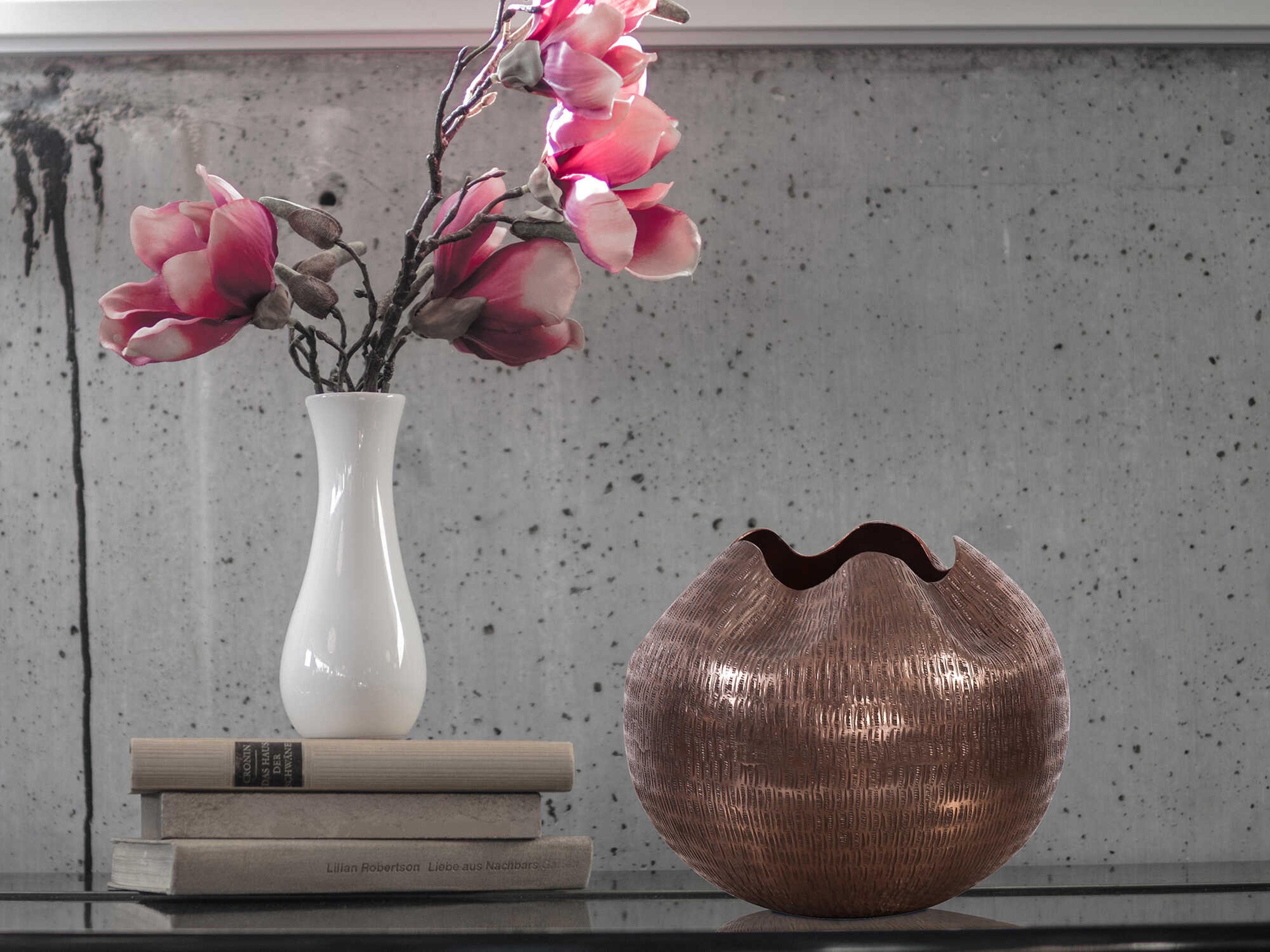 Howard Elliott Textured Copper Pinched Top Globe Vase