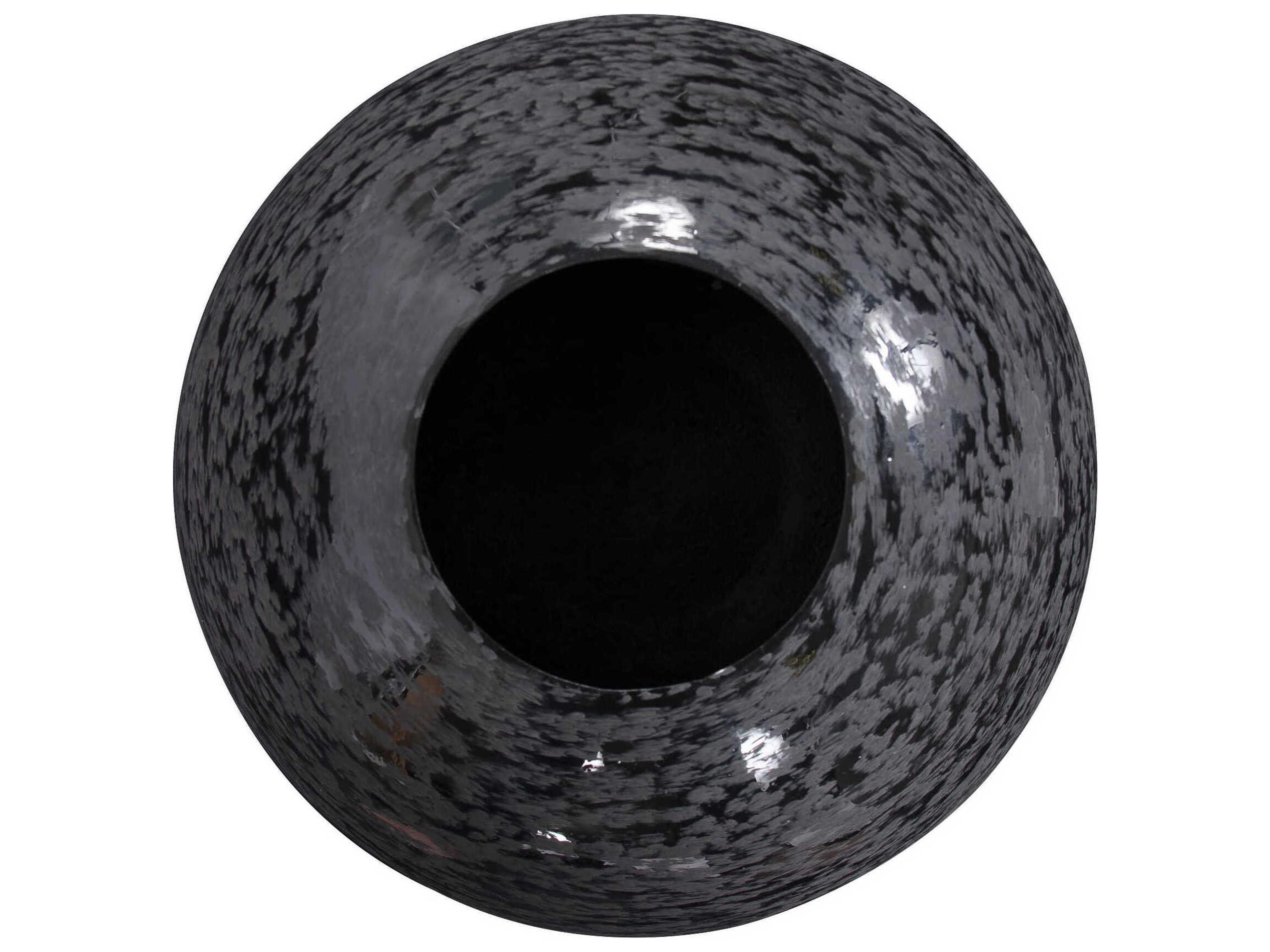 Howard Elliott Chiseled Black Globe Vase