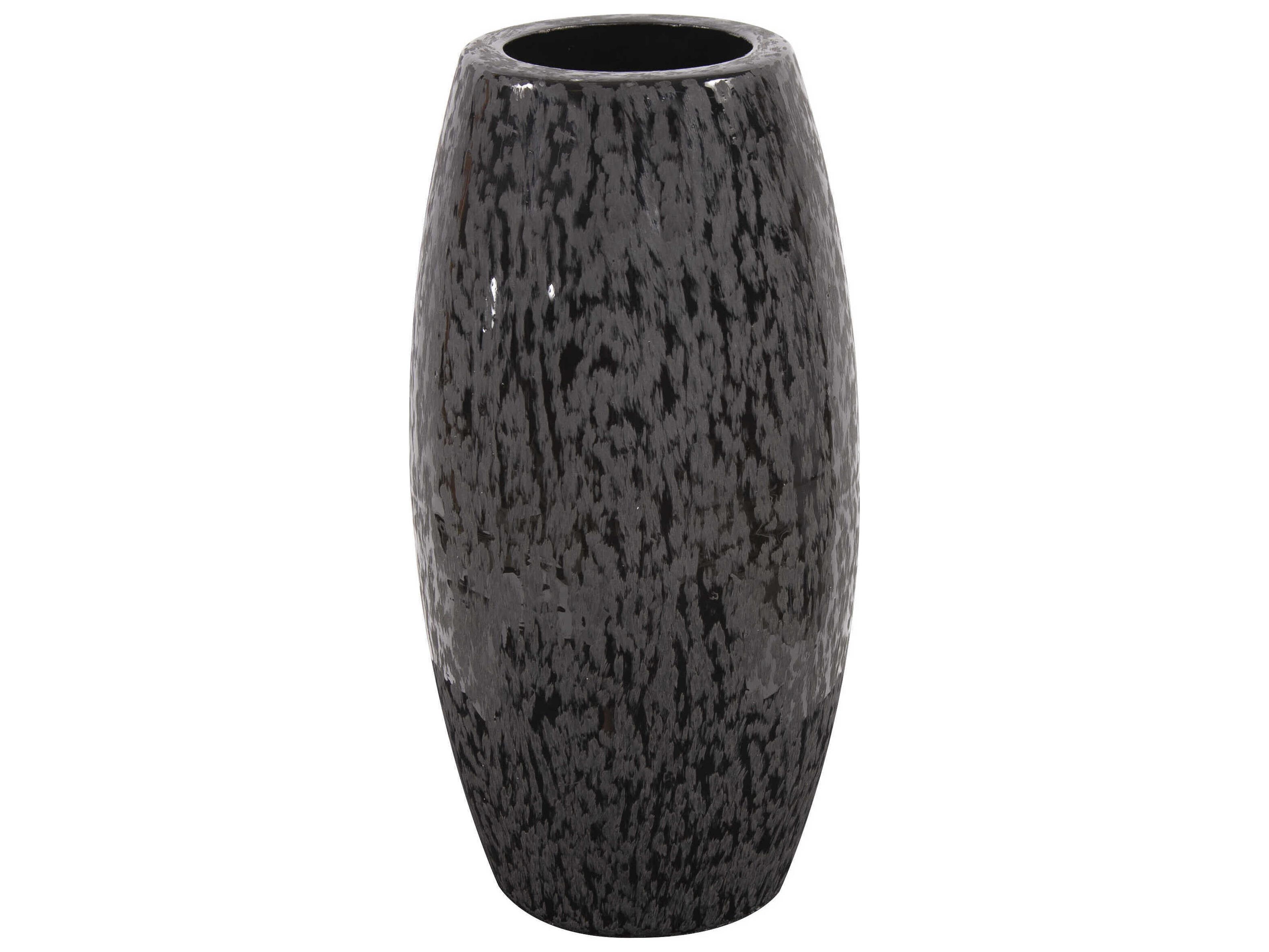 Chiseled Black Cylinder Vase