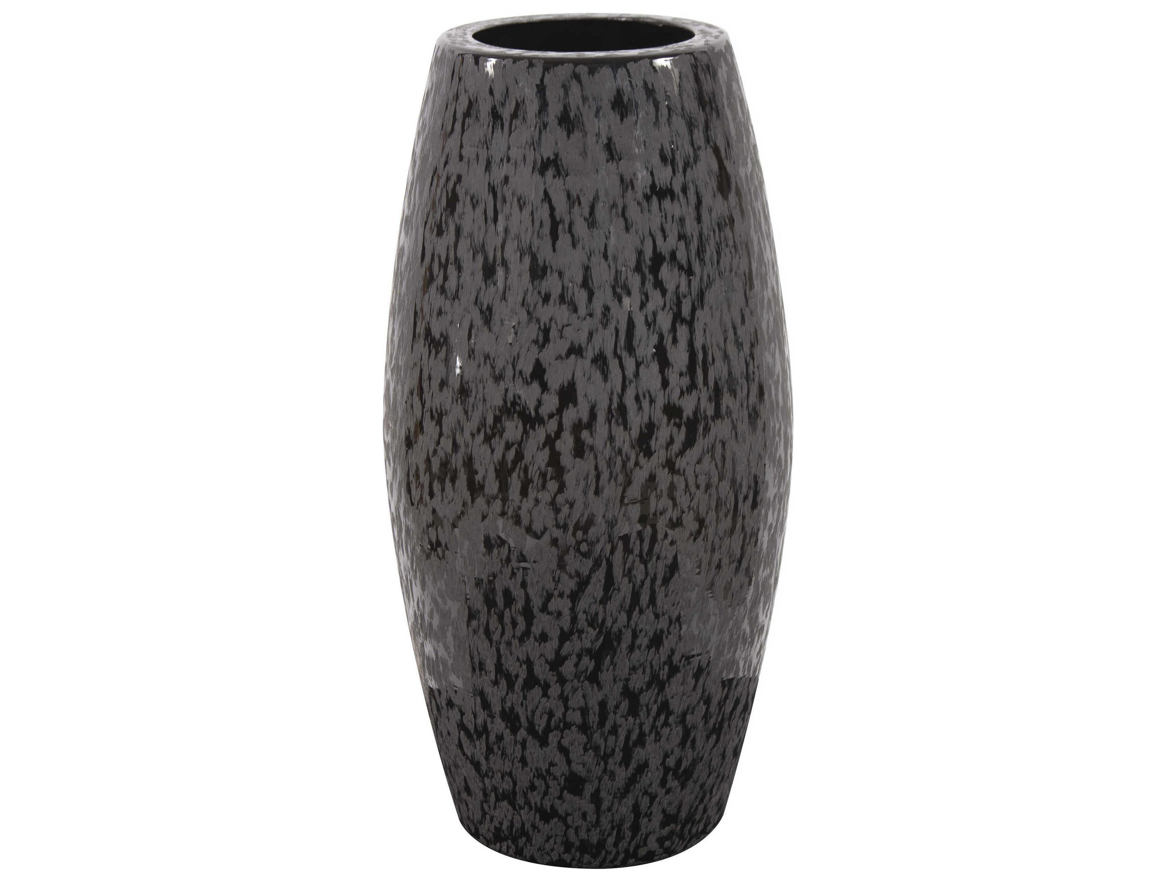 Chiseled Black Cylinder Vase