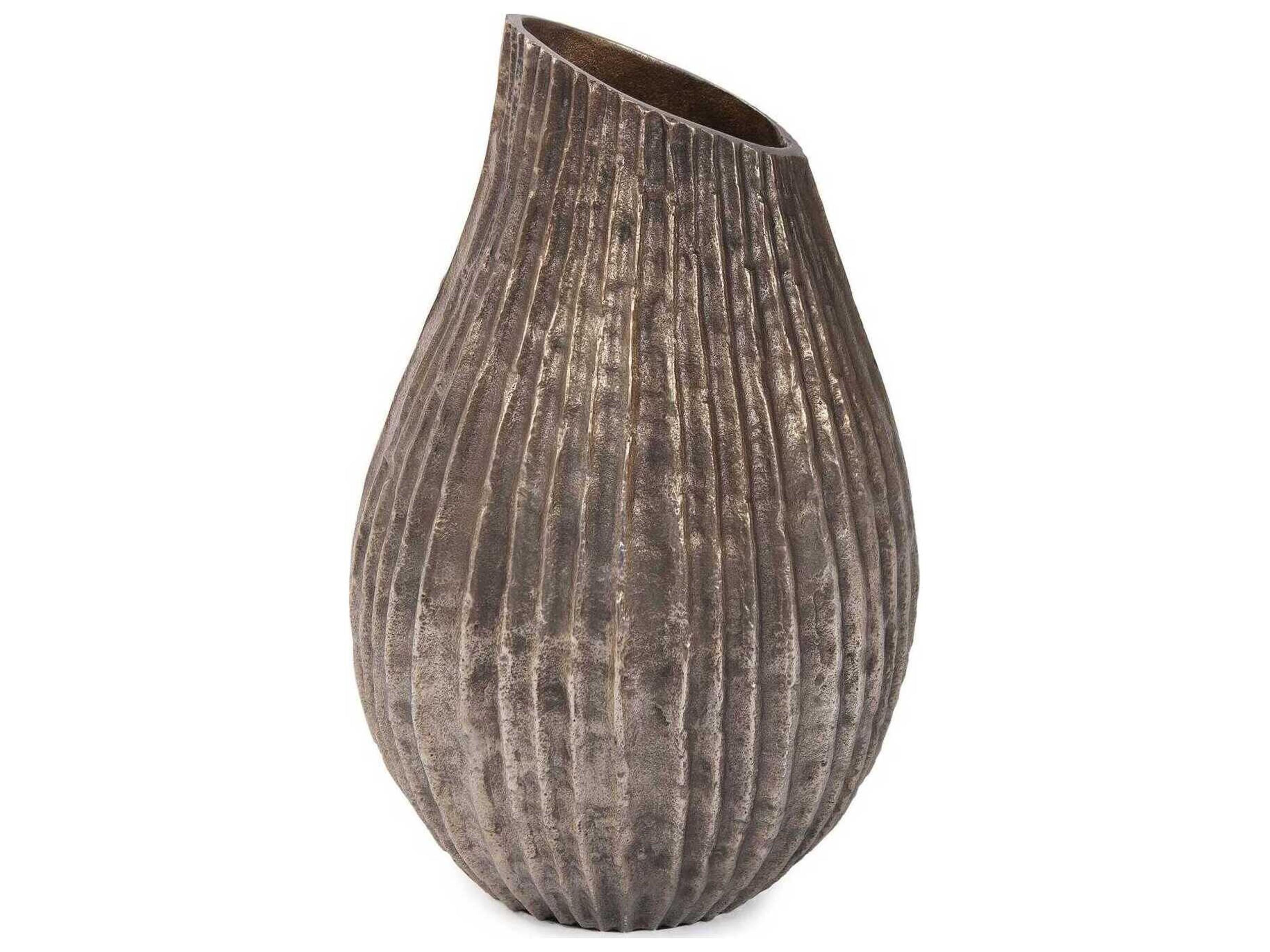 Howard Elliott Organic Grooved Bronze Teardrop Vase