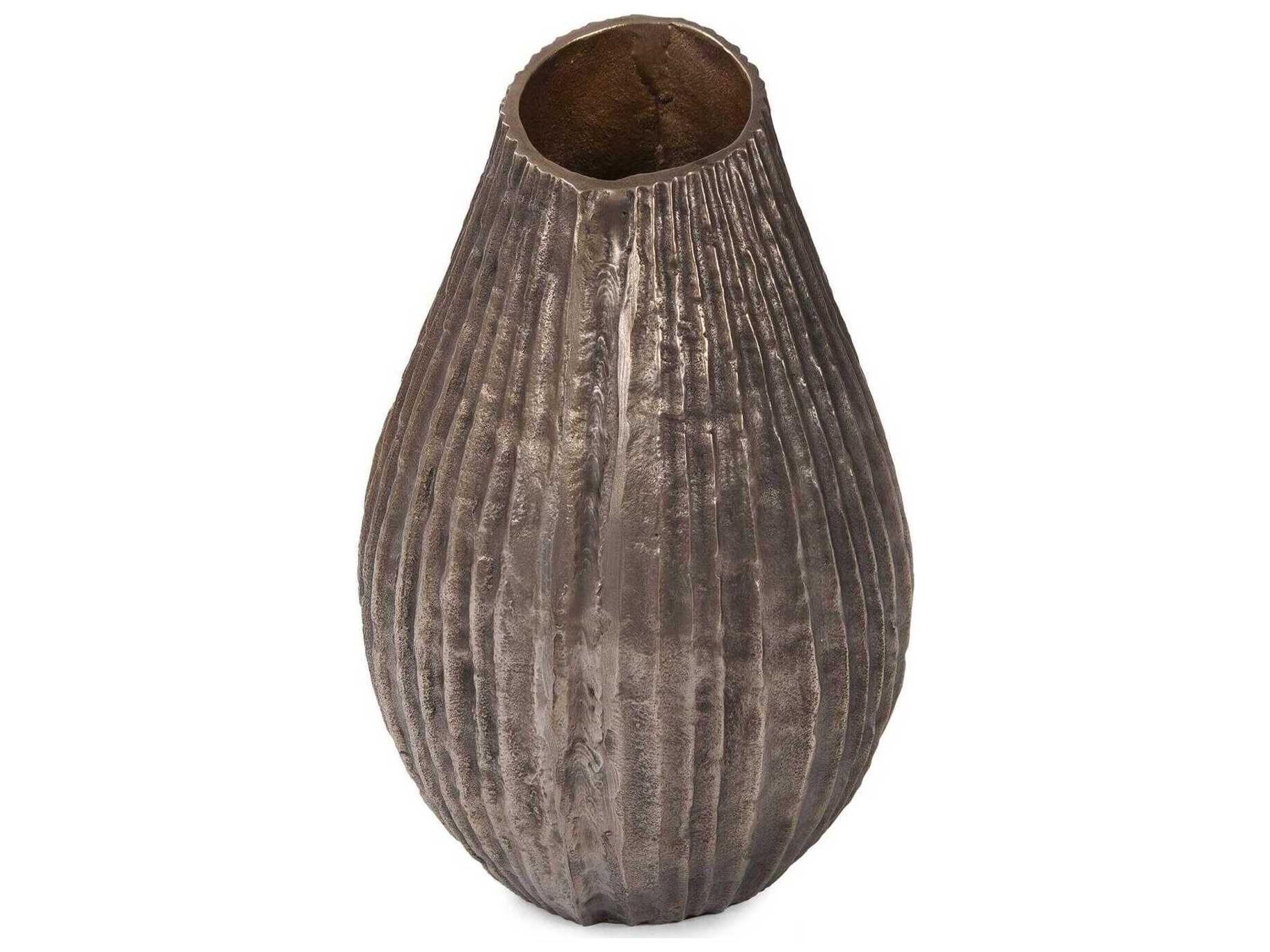 Howard Elliott Organic Grooved Bronze Teardrop Vase