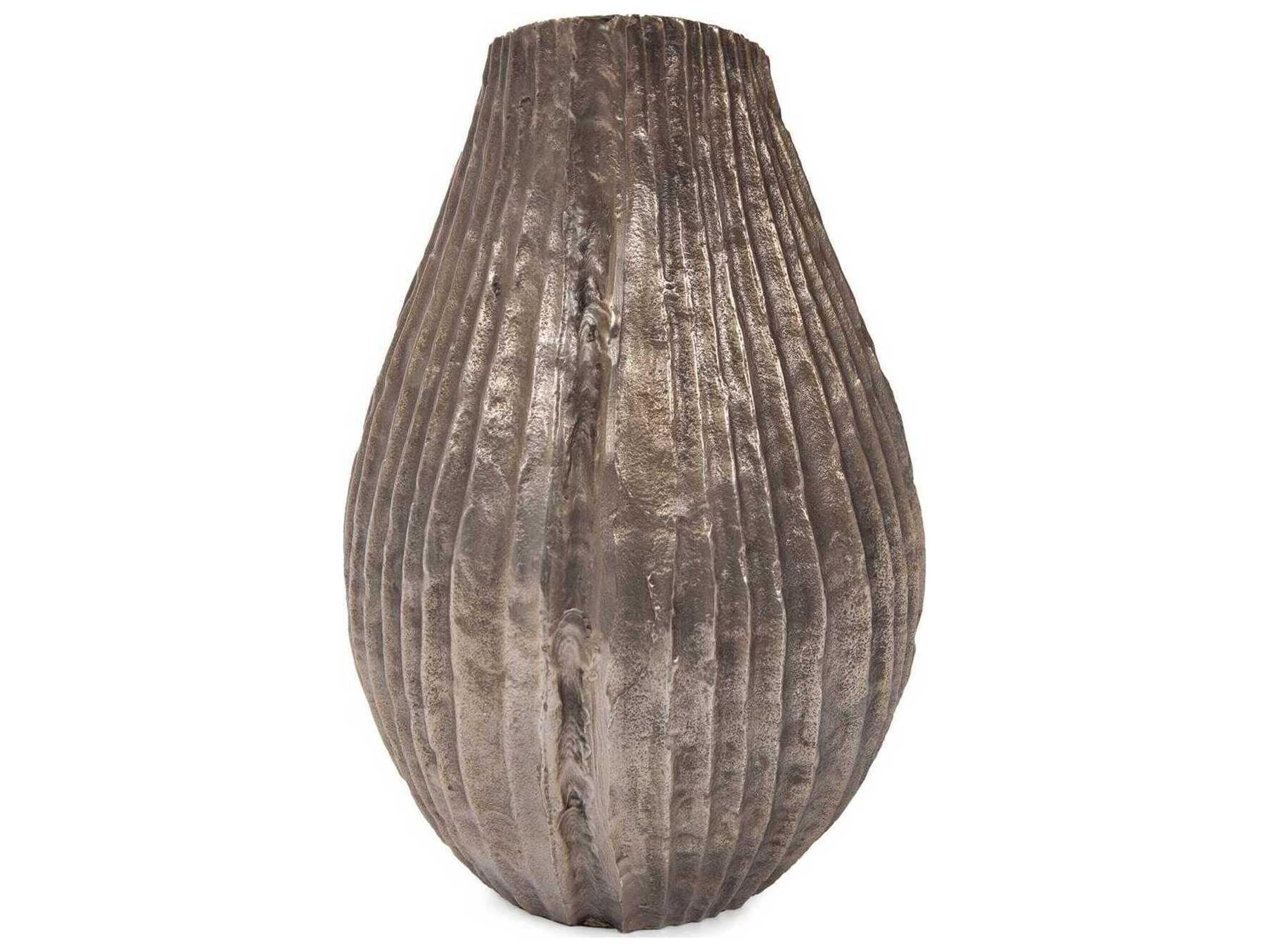 Howard Elliott Organic Grooved Bronze Teardrop Vase
