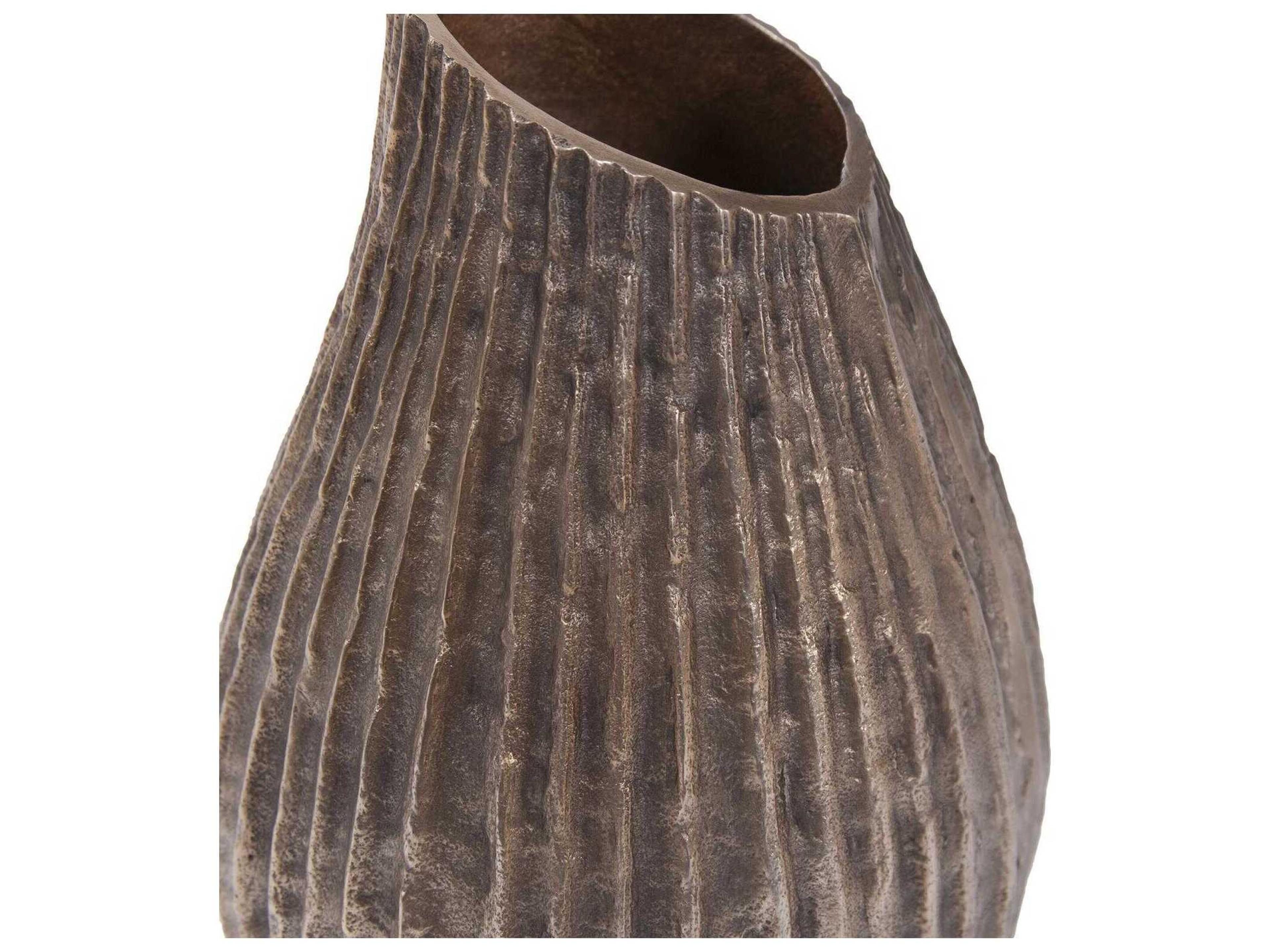 Howard Elliott Organic Grooved Bronze Teardrop Vase