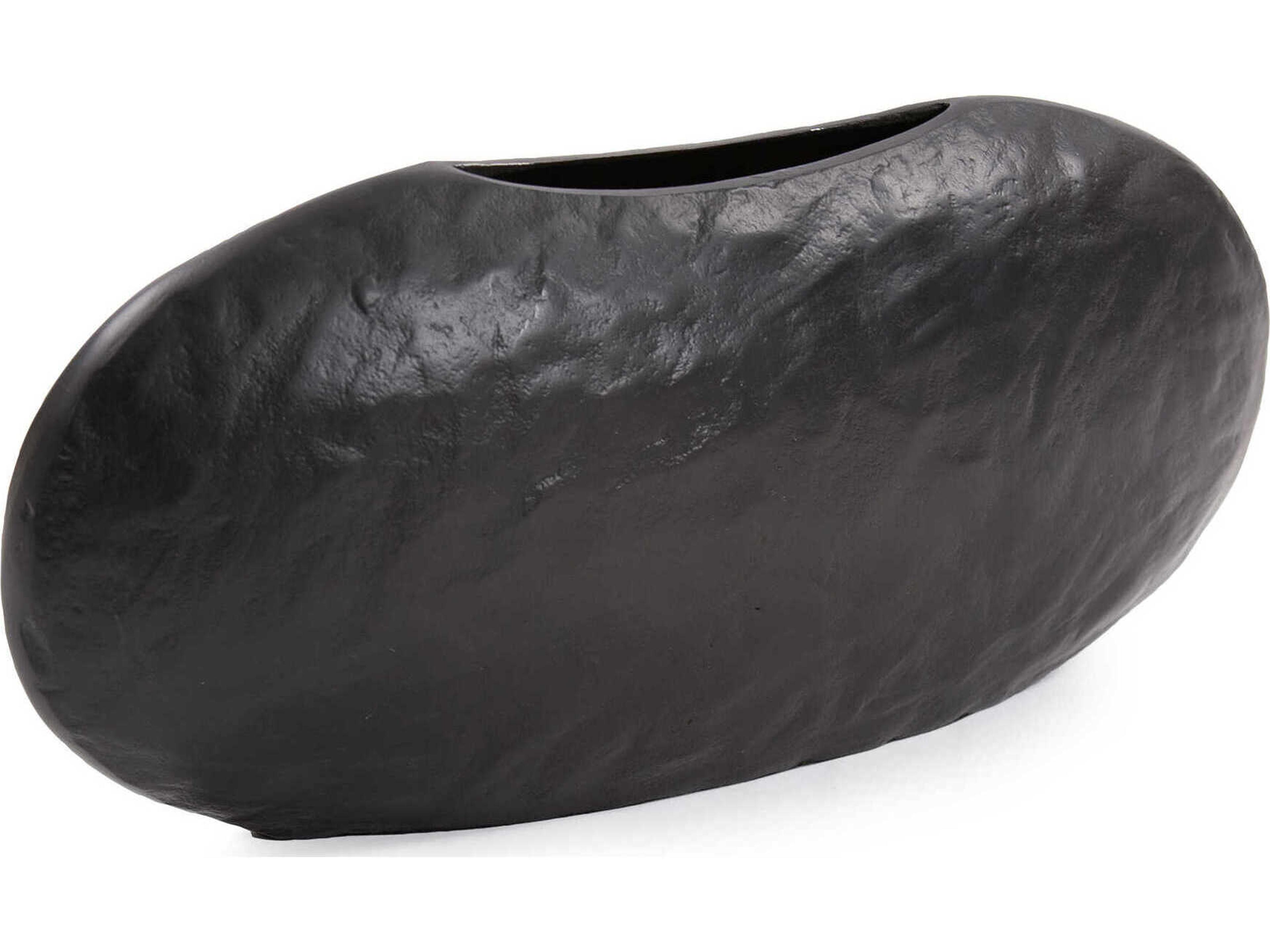 Howard Elliott Hammered Ebony Canoe Vase