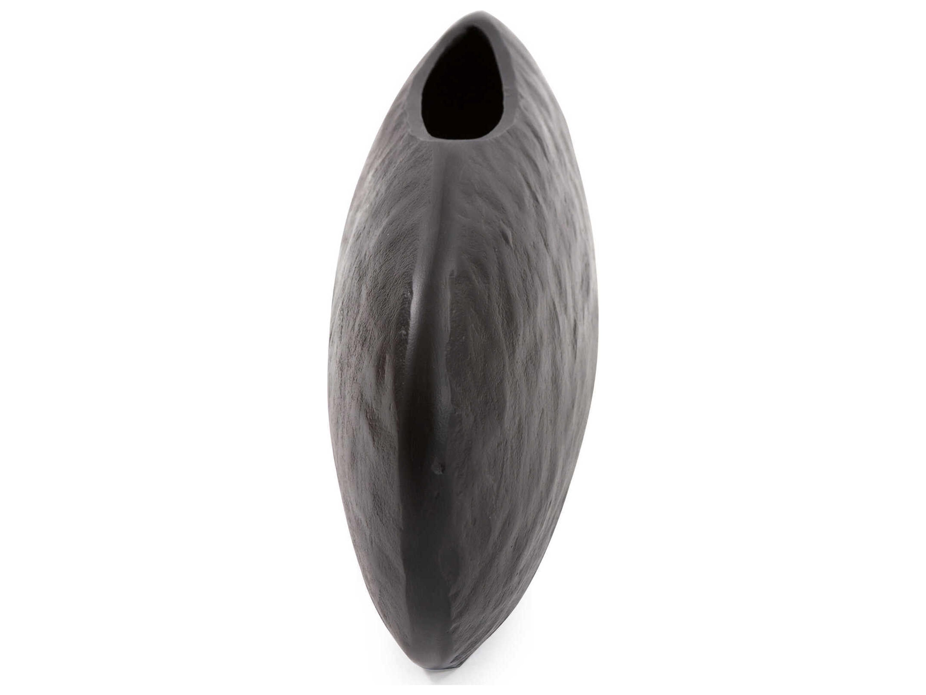 Howard Elliott Hammered Ebony Canoe Vase