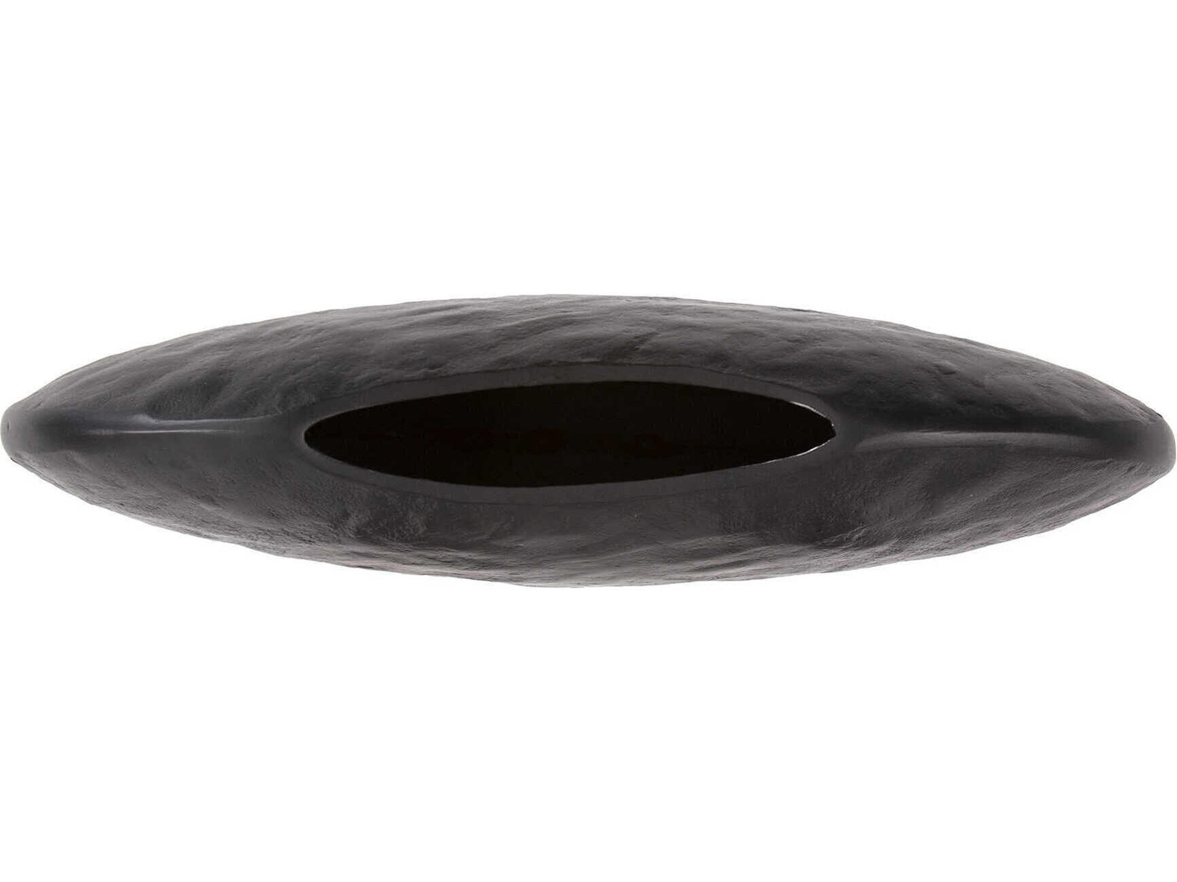 Howard Elliott Hammered Ebony Canoe Vase