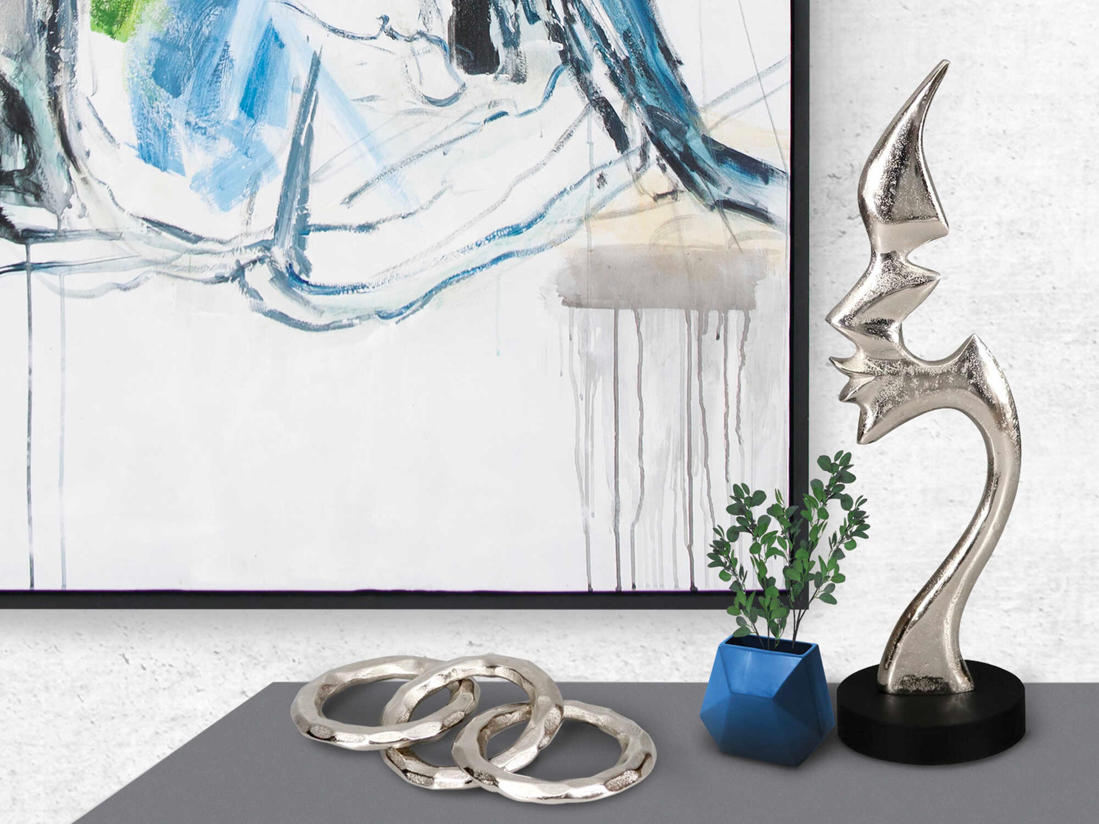 Howard Elliott Bright Silver Castro Rings Sculpture