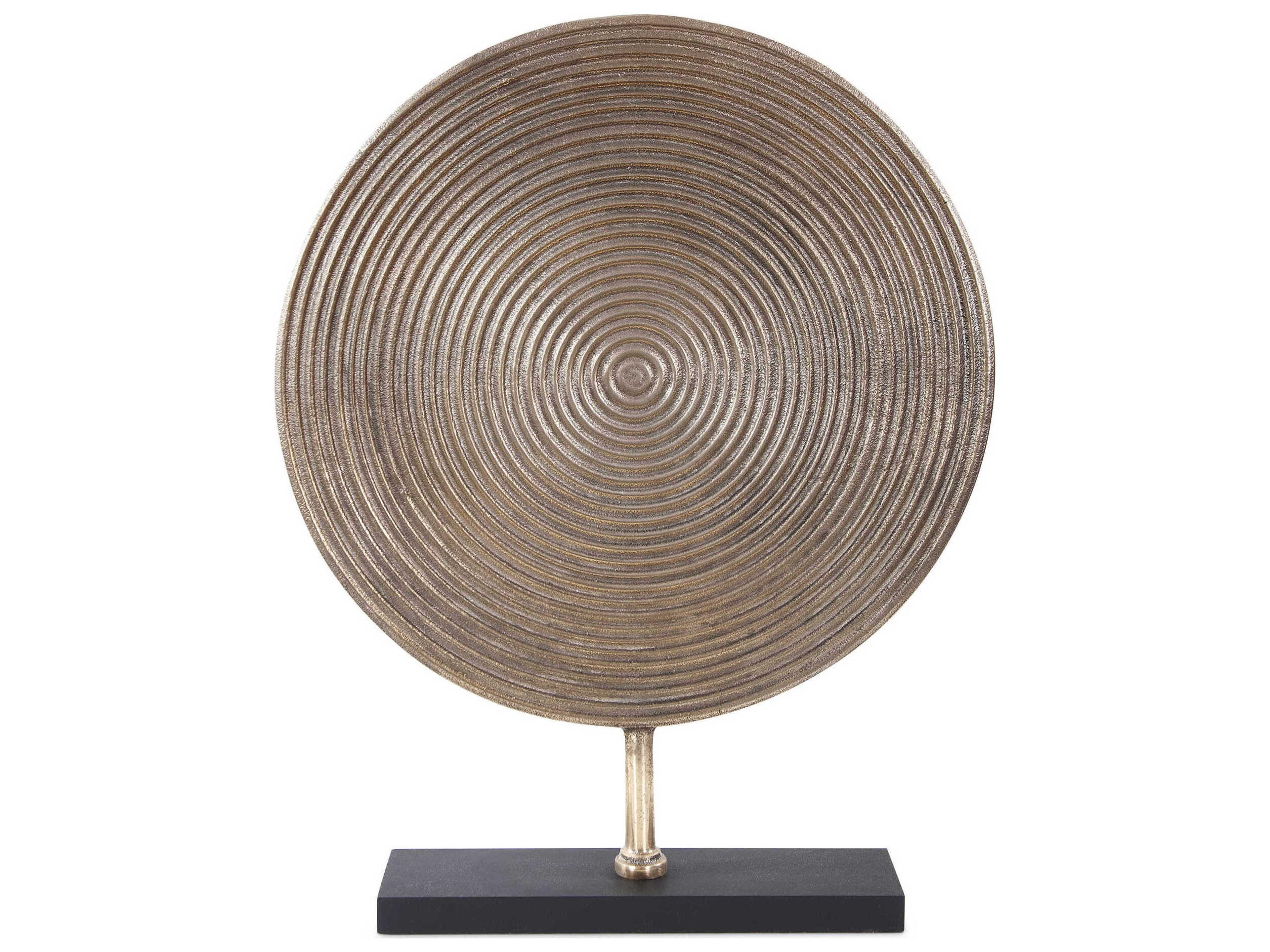 Howard Elliott Antique Gold Black Rings of Time Sculpture