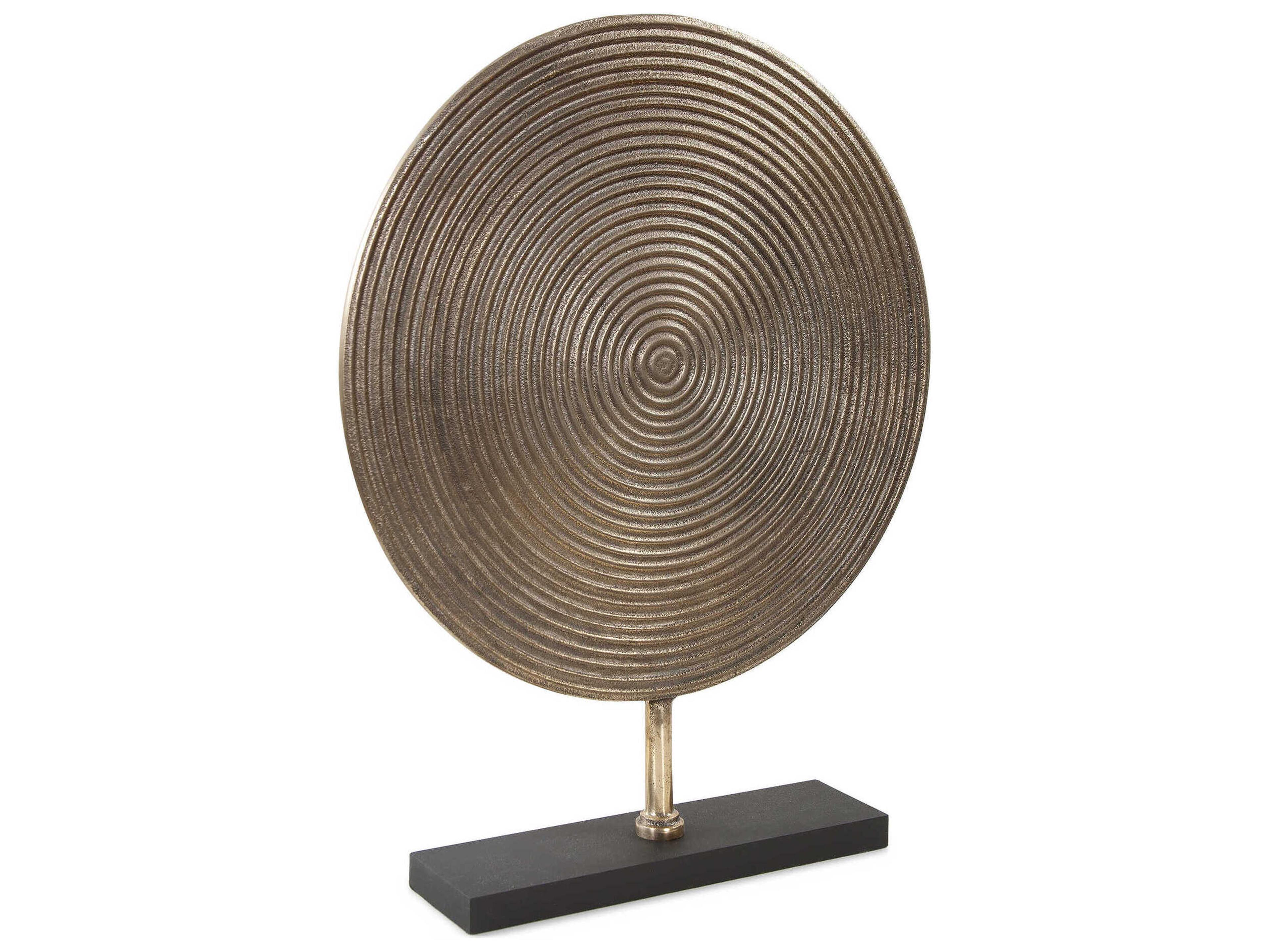 Howard Elliott Antique Gold Black Rings of Time Sculpture