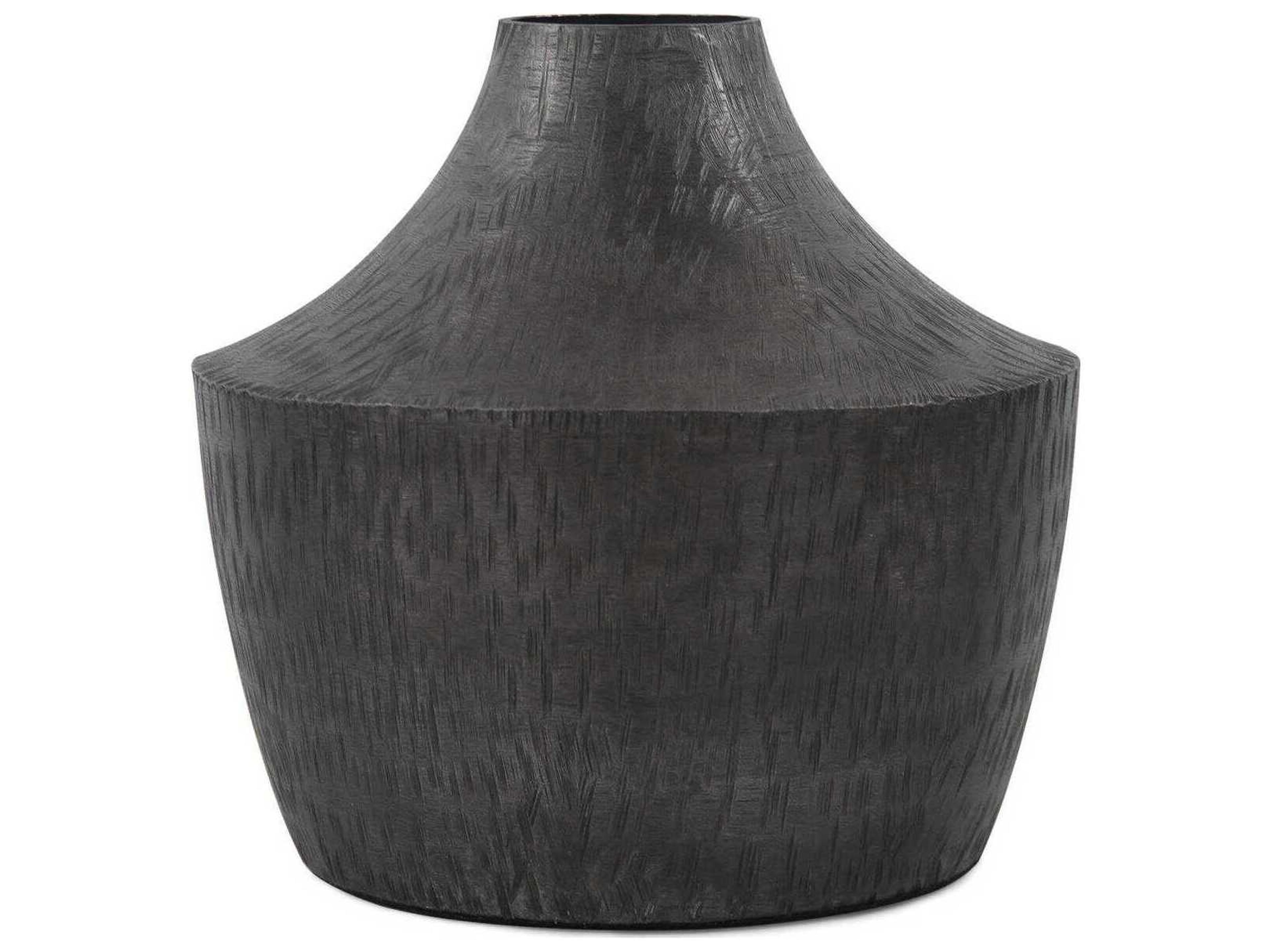 Etched Crossways Graphite Curved Neck Vase