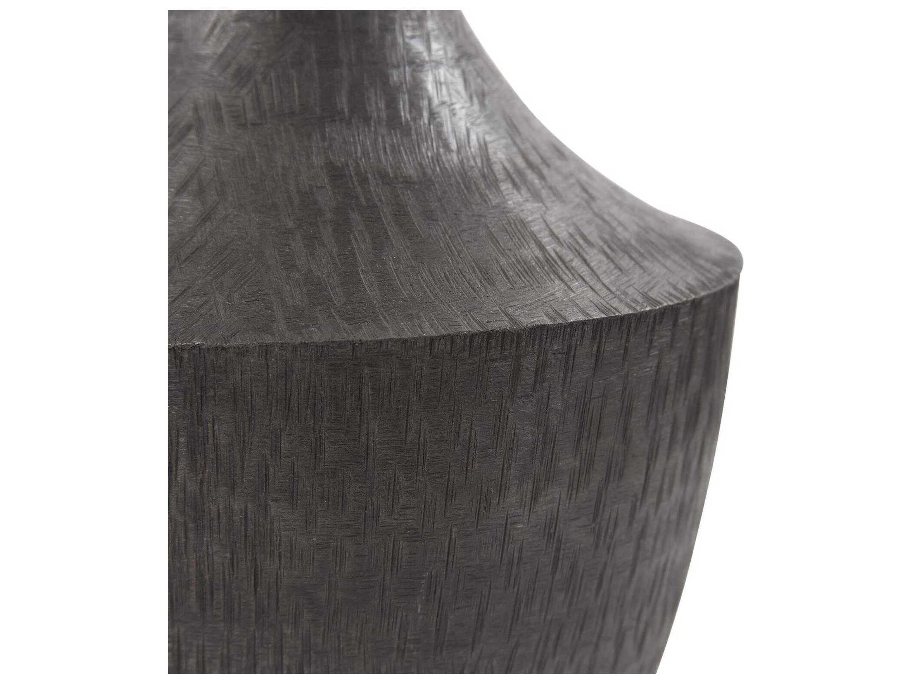 Howard Elliott Etched Crossways Graphite Curved Neck Vase