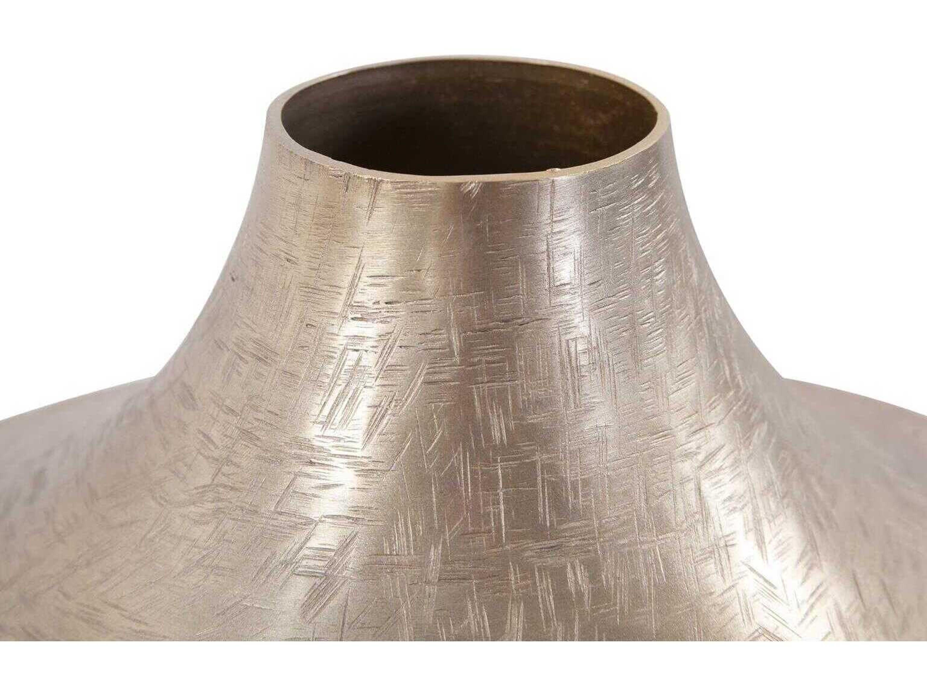 Howard Elliott Etched Crossways Champagne Curved Neck Vase