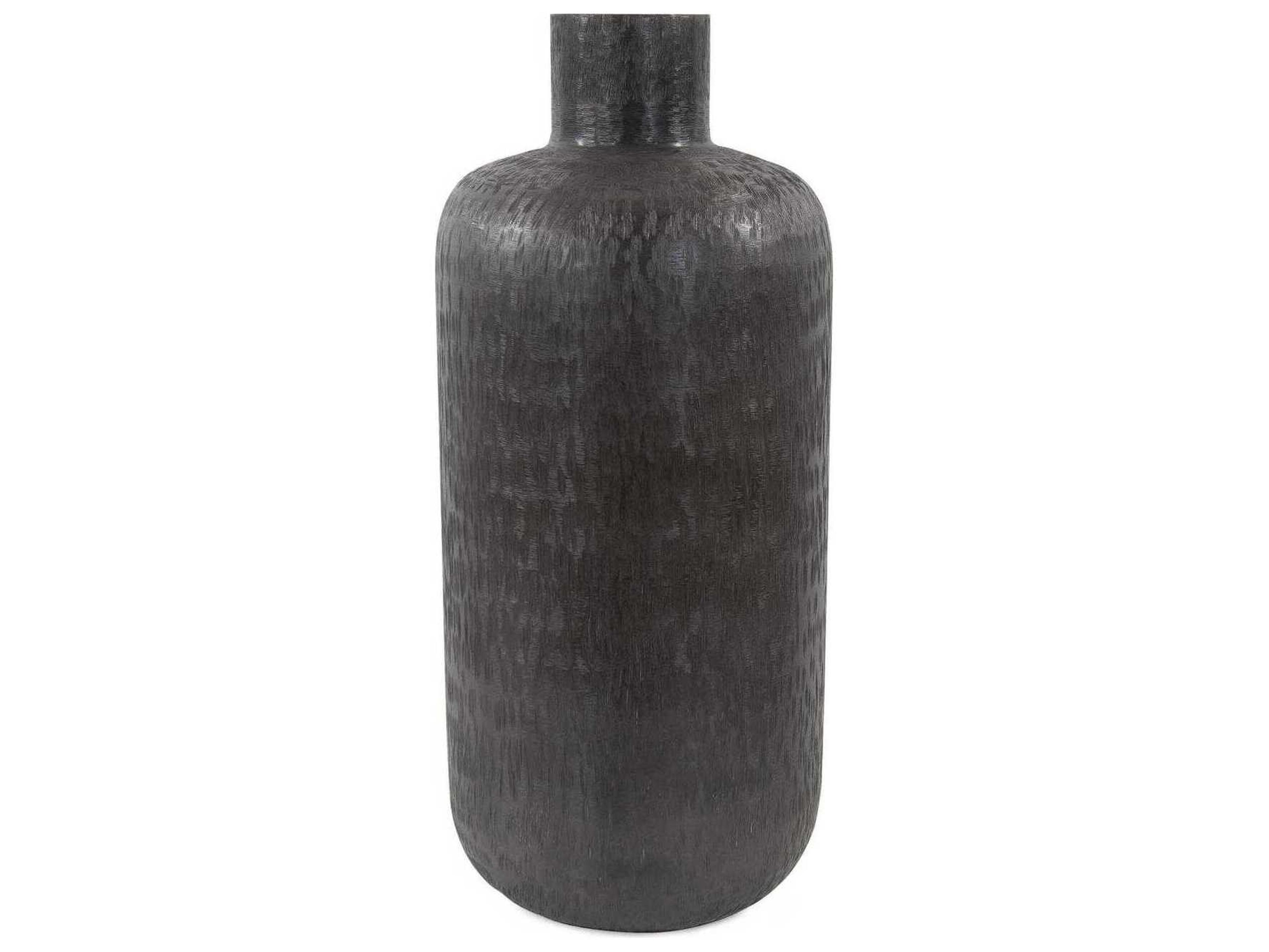 Etched Crossways Graphite Short Neck Bottle Vase