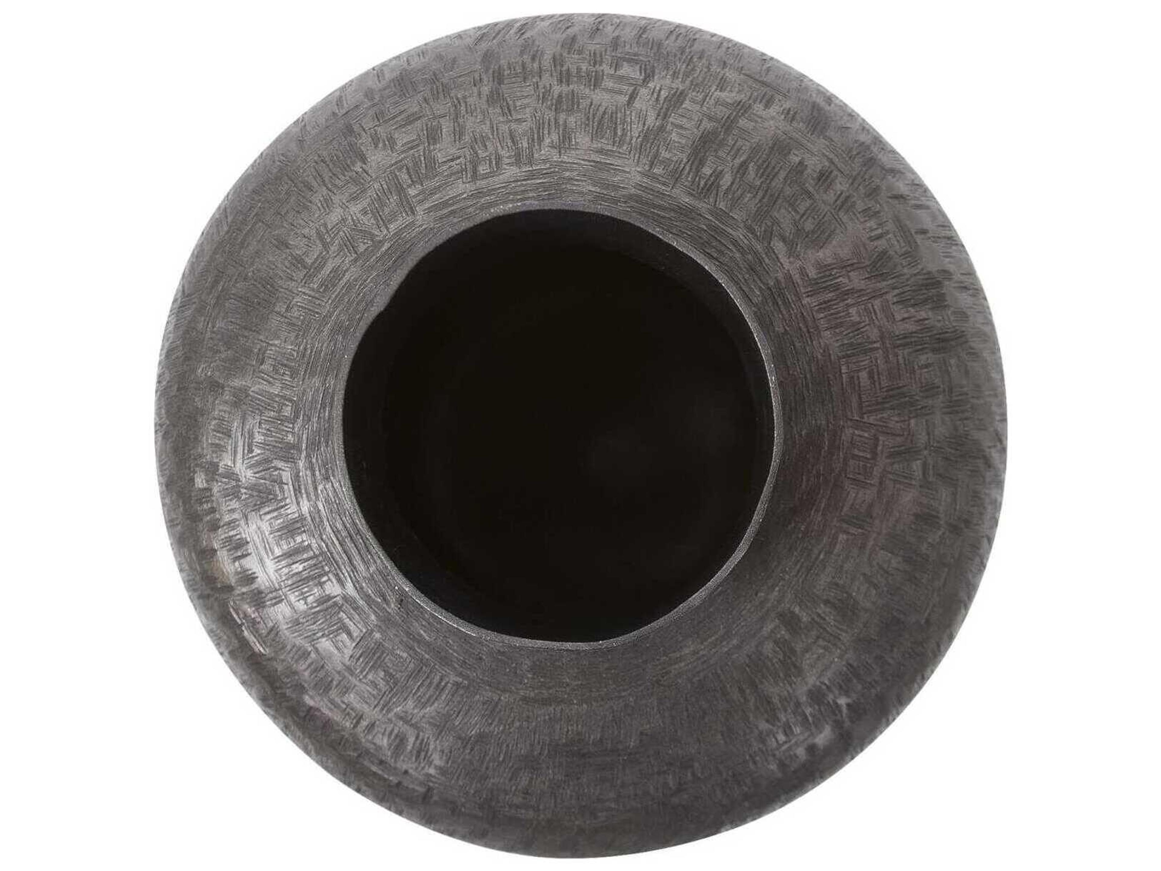 Howard Elliott Etched Crossways Graphite Short Neck Bottle Vase