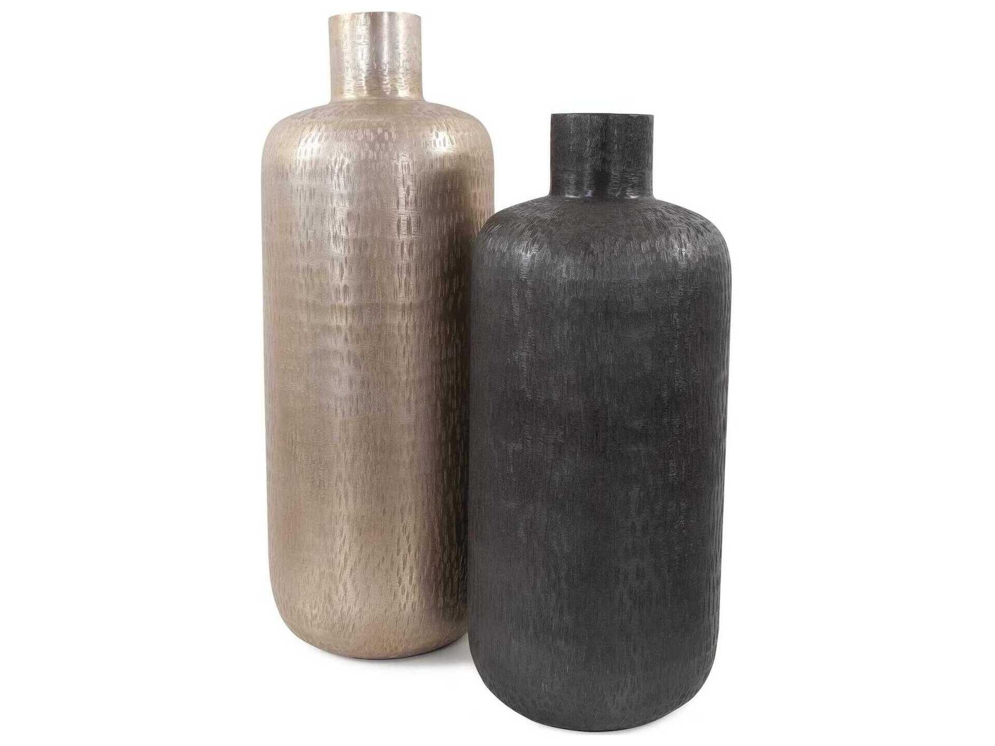 Howard Elliott Etched Crossways Champagne Short Neck Bottle Vase