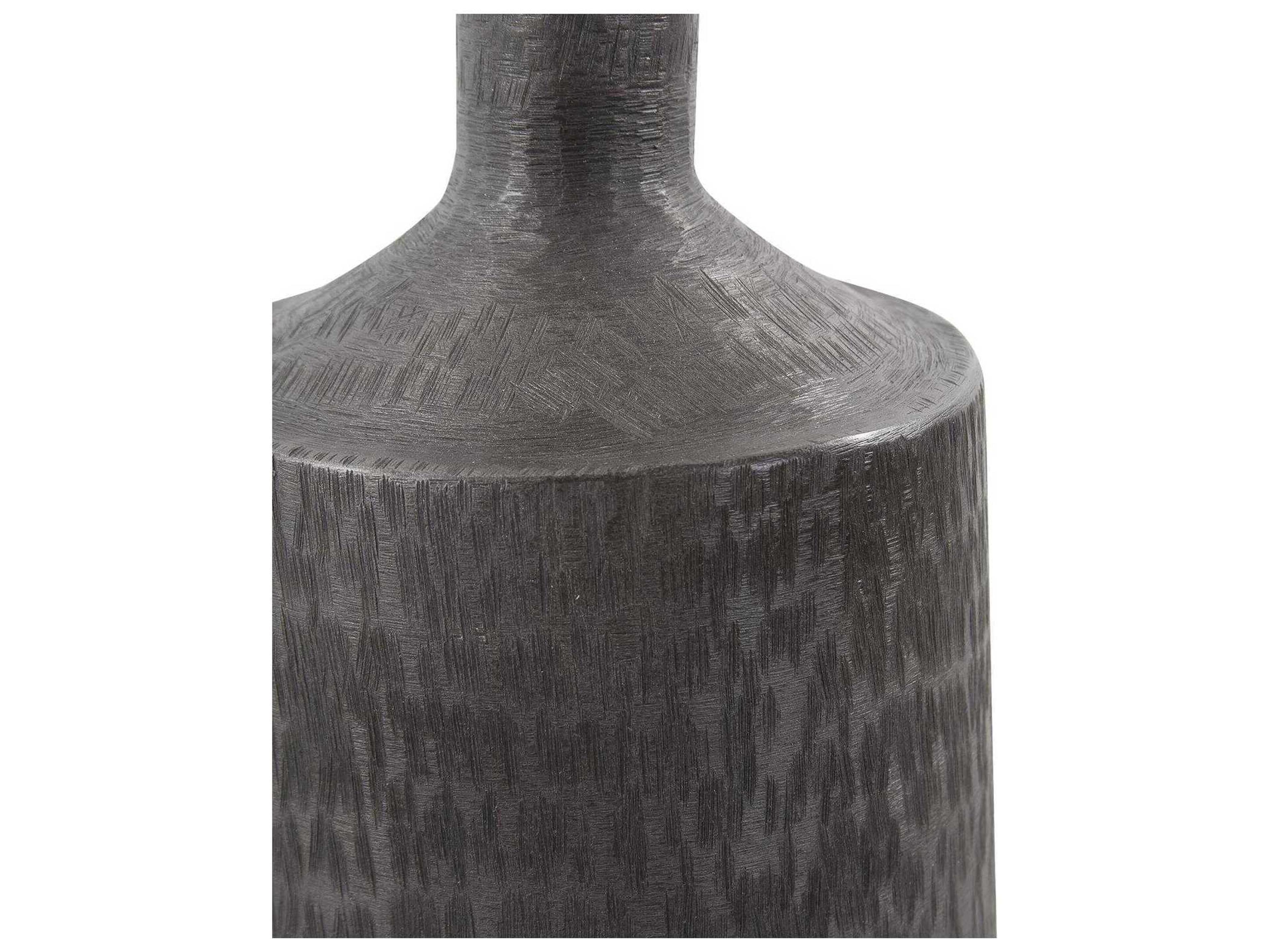Howard Elliott Etched Crossways Graphite Flared Neck Vase