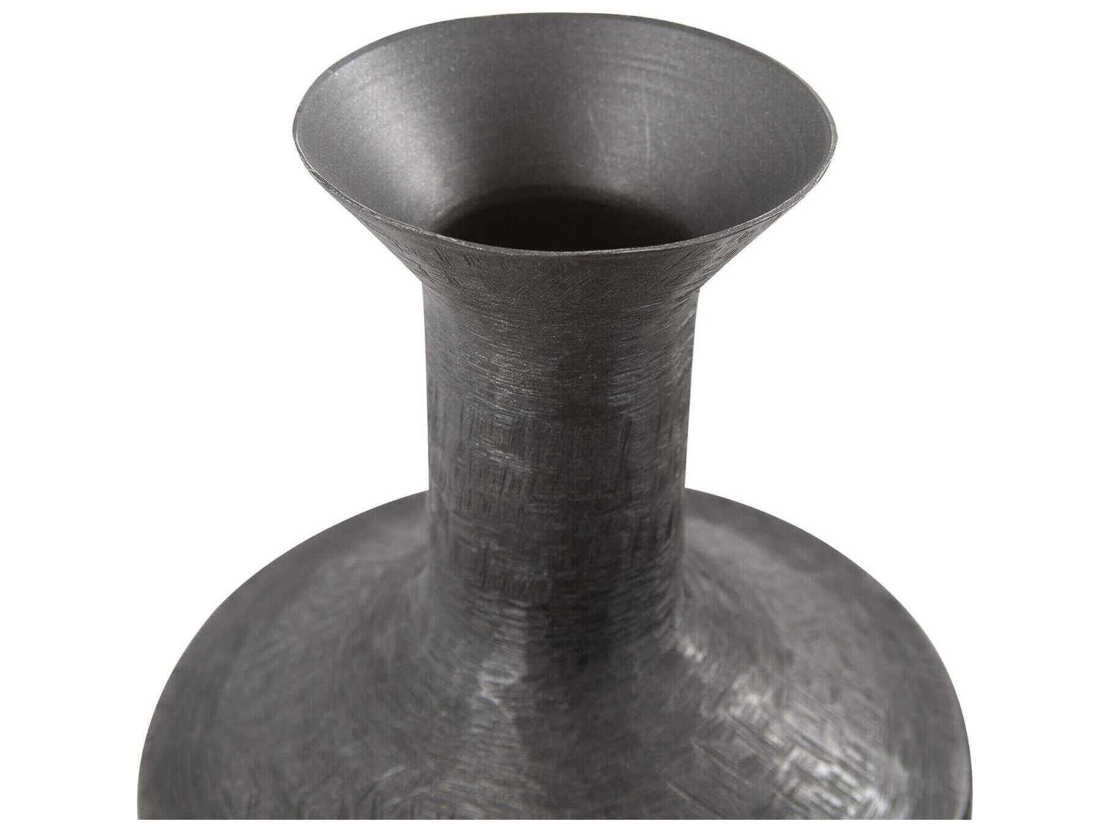 Howard Elliott Etched Crossways Graphite Flared Neck Vase