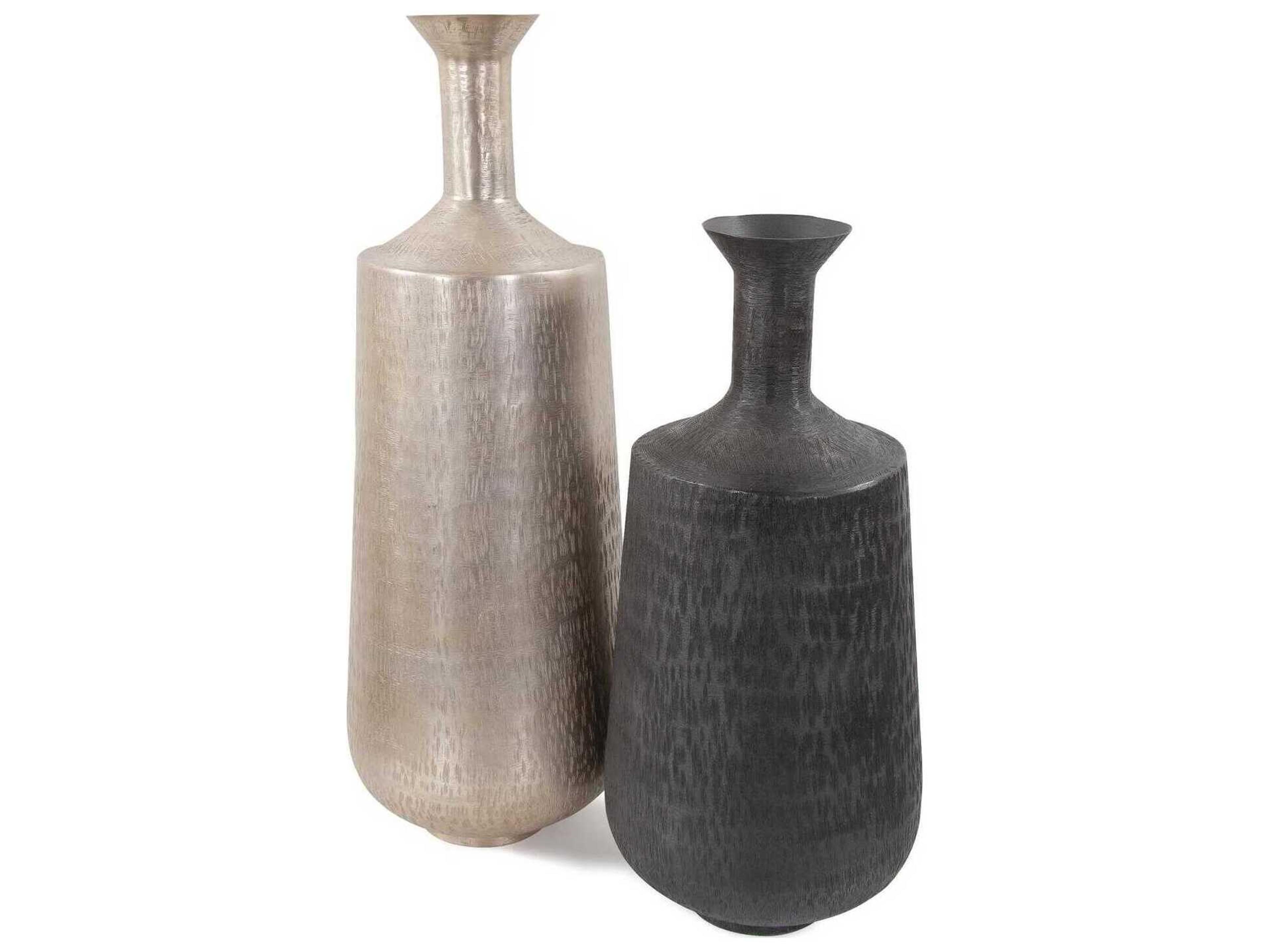 Howard Elliott Etched Crossways Graphite Flared Neck Vase