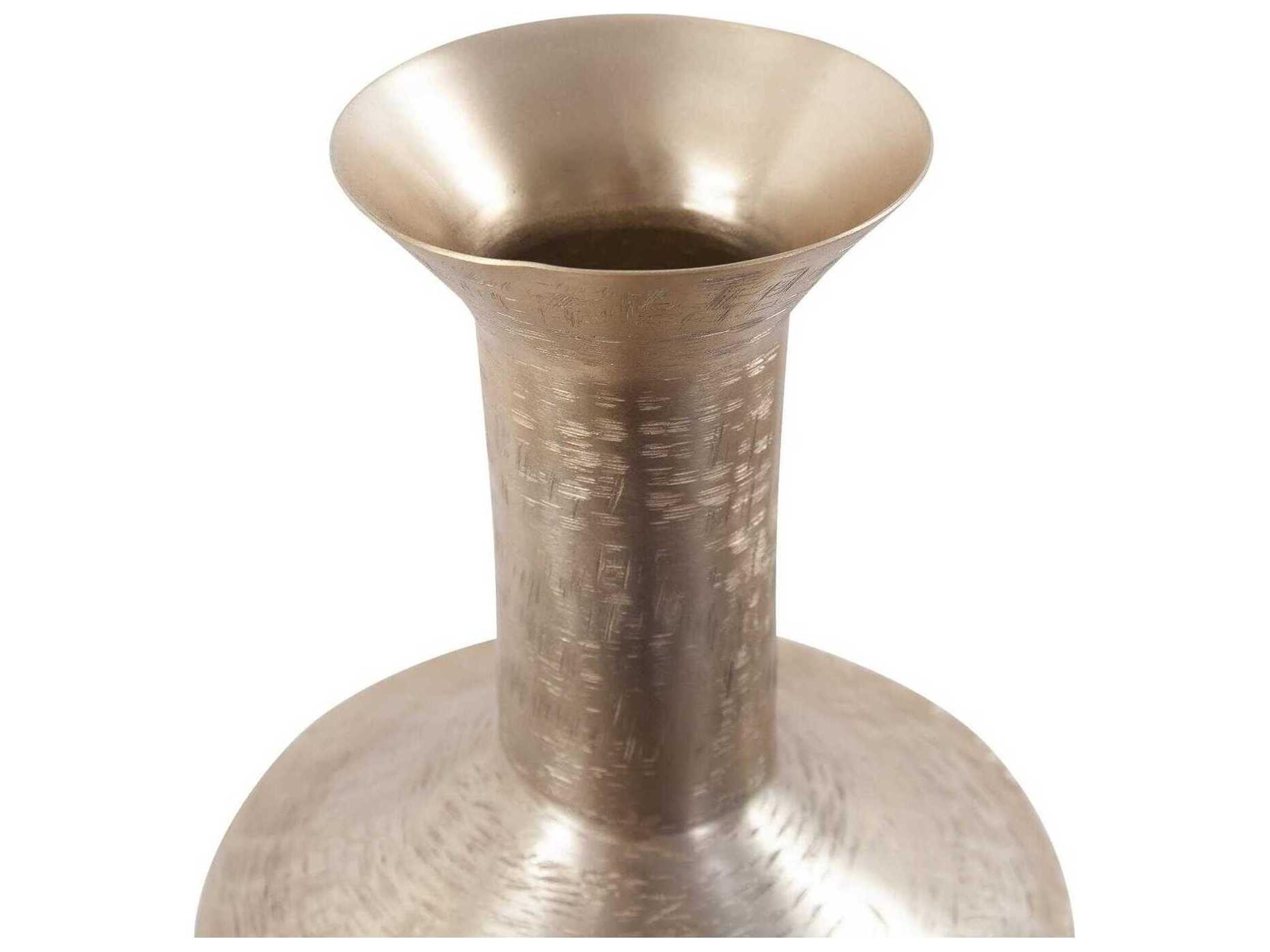 Howard Elliott Etched Crossways Champagne Flared Neck Vase