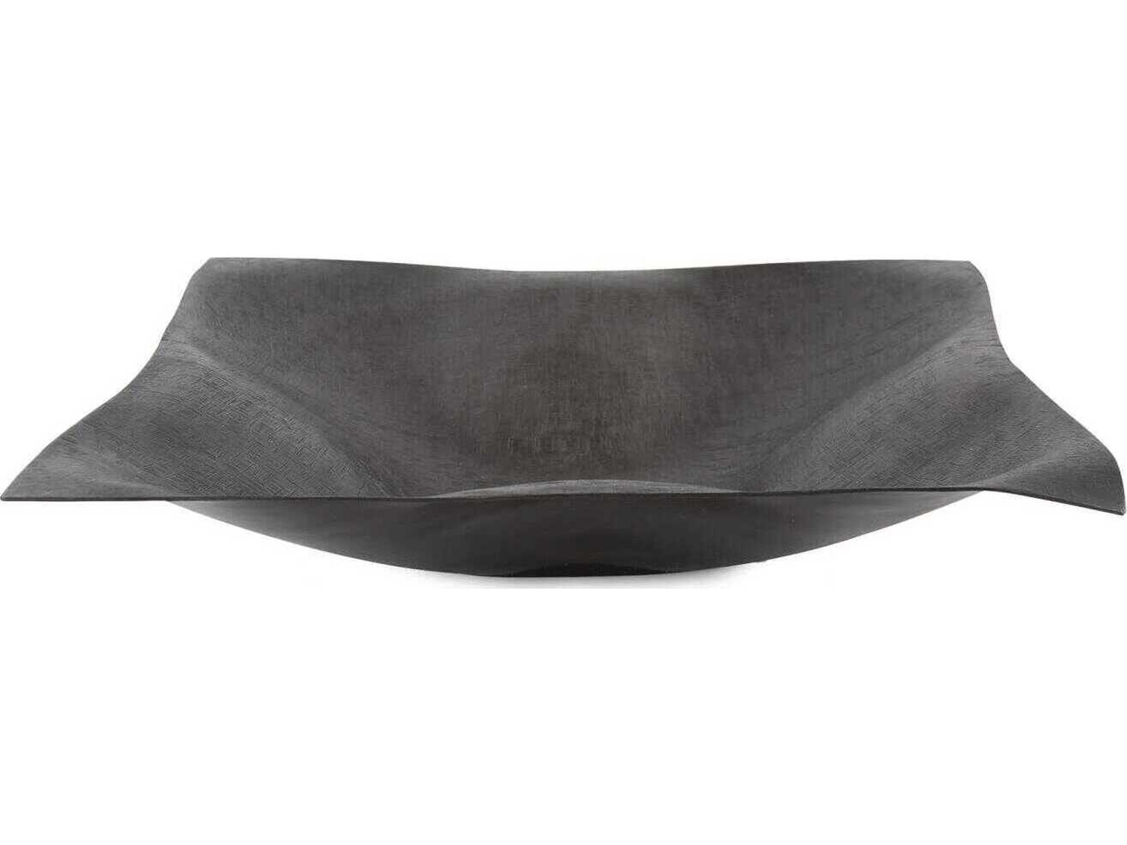 Etched Crossways Wavy Edged Graphite Decorative Bowl