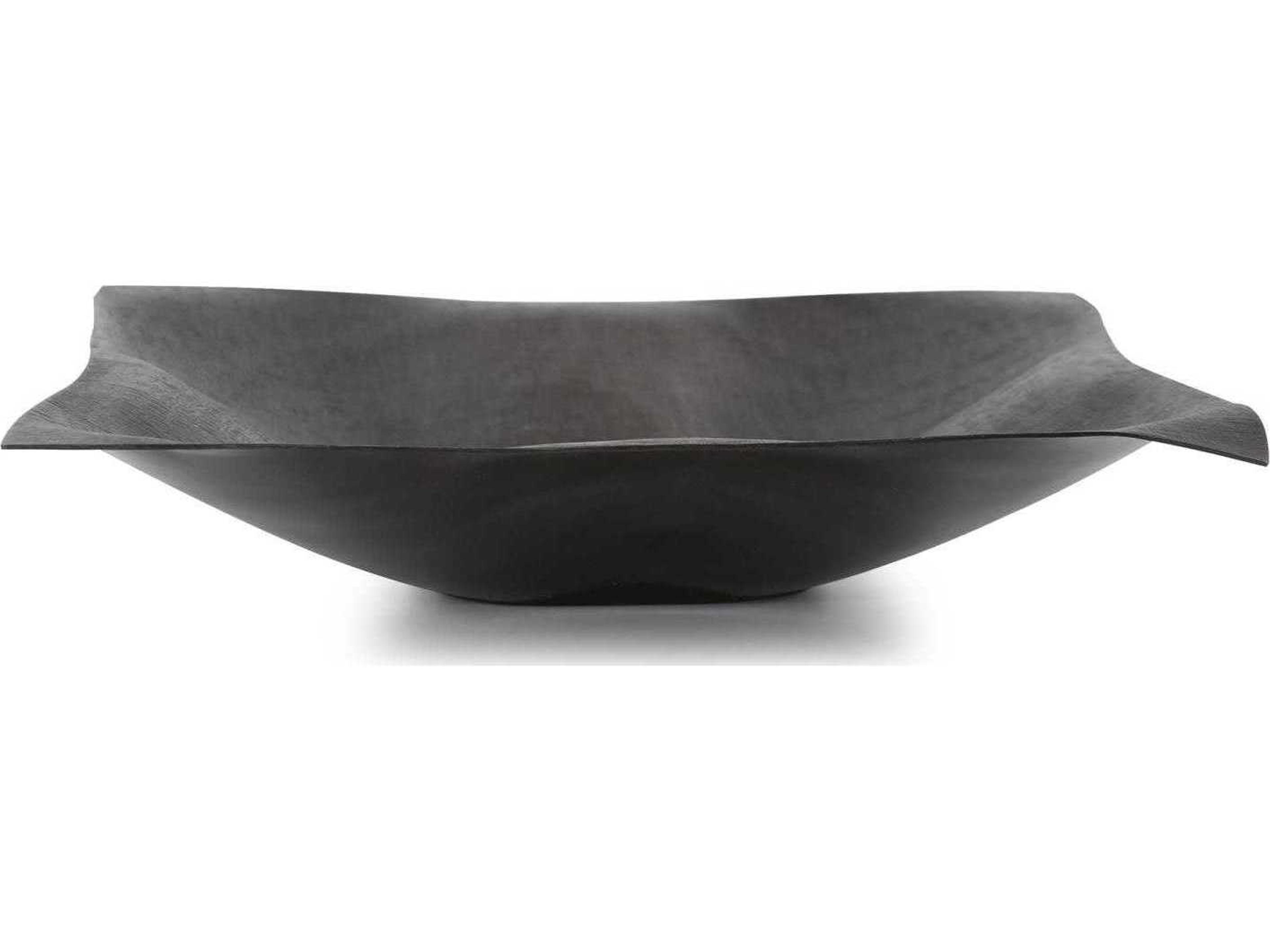 Howard Elliott Etched Crossways Wavy Edged Graphite Decorative Bowl