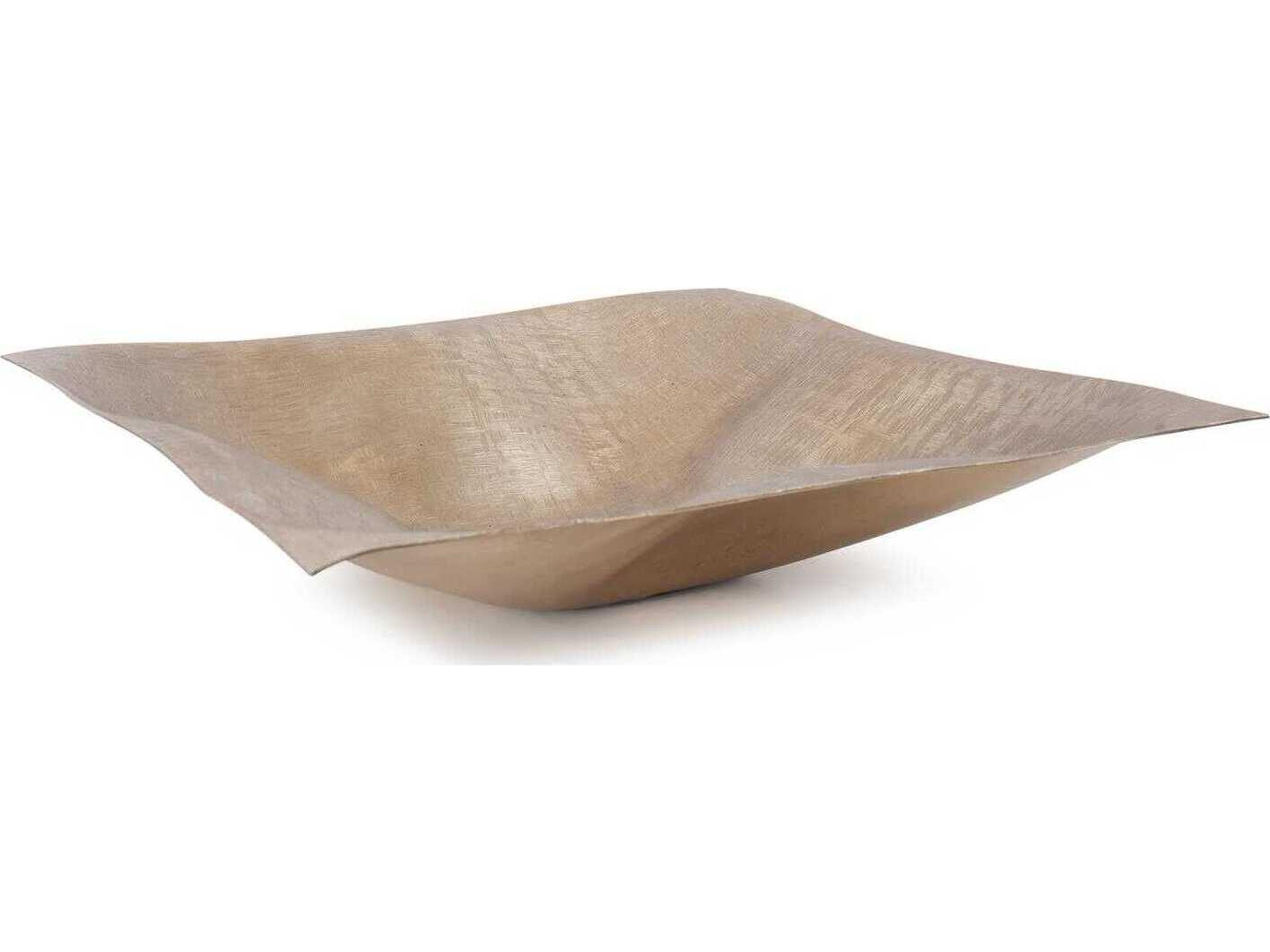 Howard Elliott Etched Crossways Wavy Edged Champagne Decorative Bowl