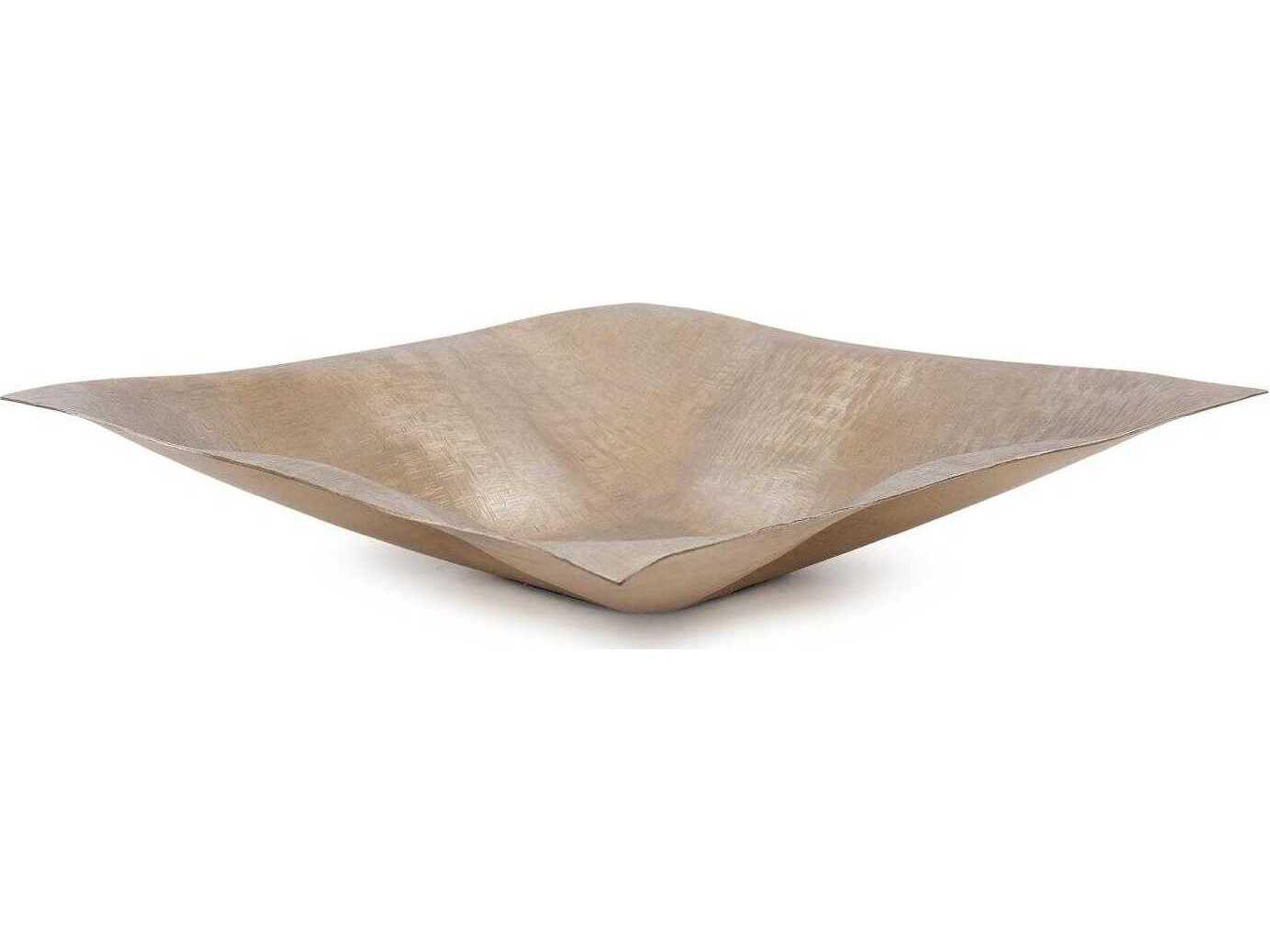 Howard Elliott Etched Crossways Wavy Edged Champagne Decorative Bowl