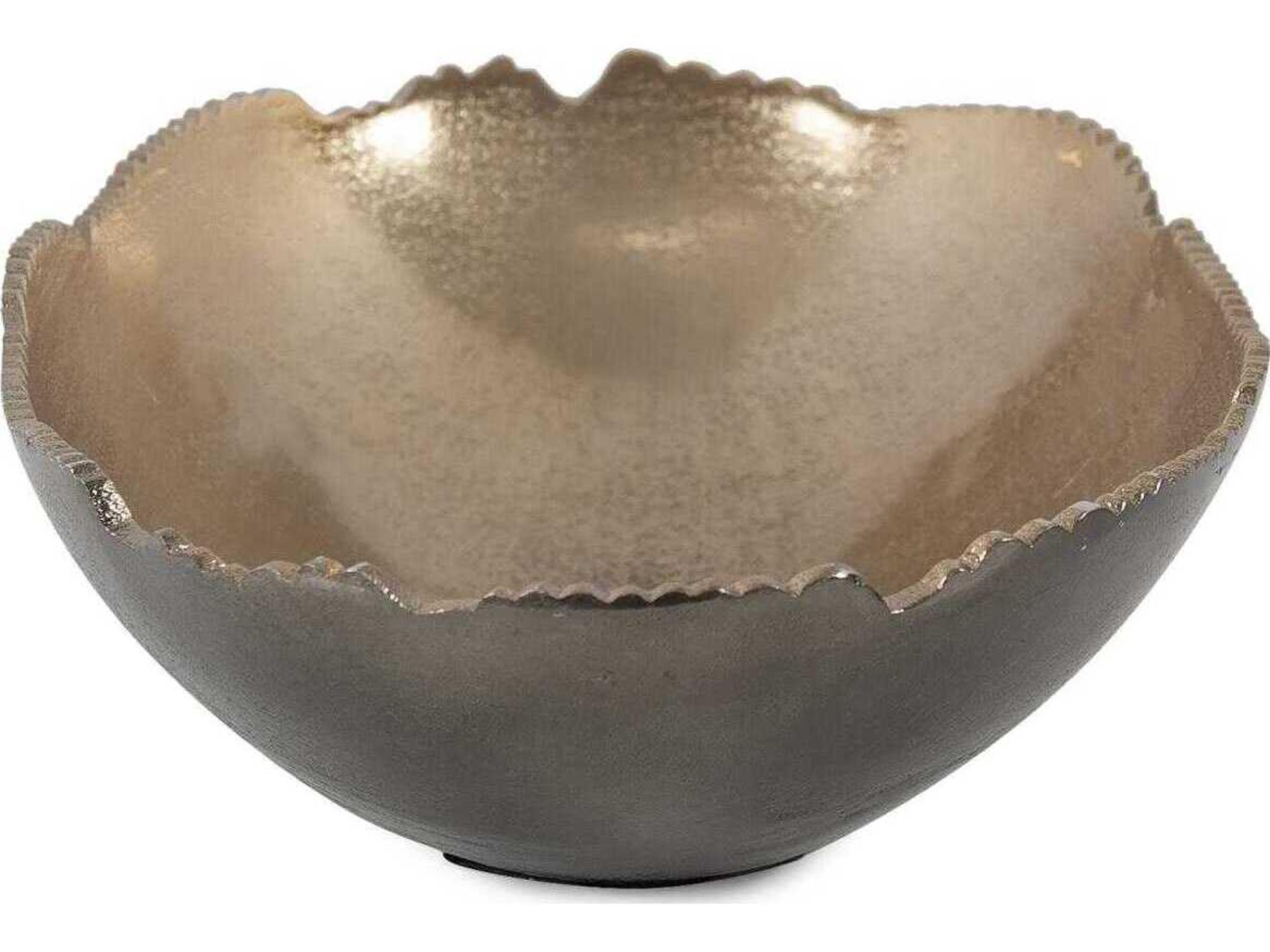 Howard Elliott Baniff Bronze Jagged Edged Oval Decorative Bowl