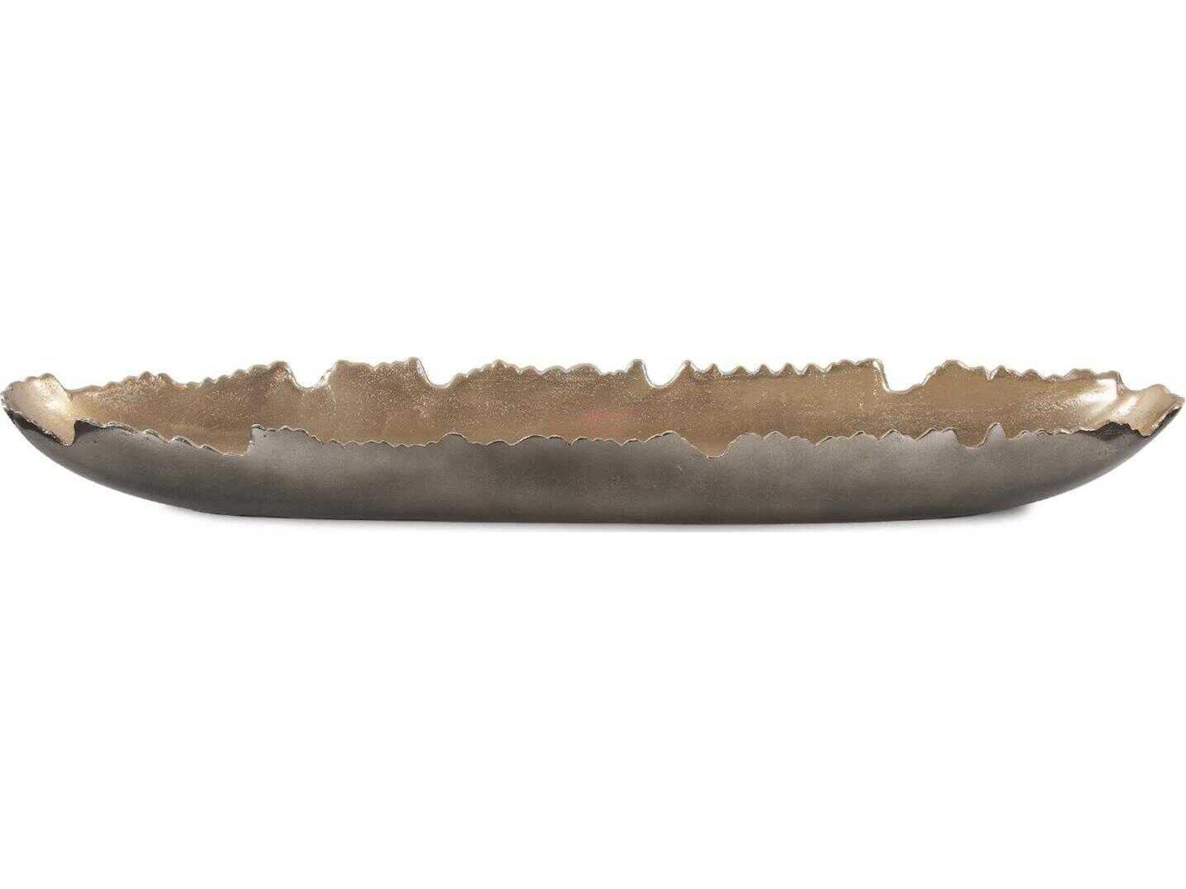 Howard Elliott Baniff Bronze Jagged Edged Shallow Oval Decorative Bowl
