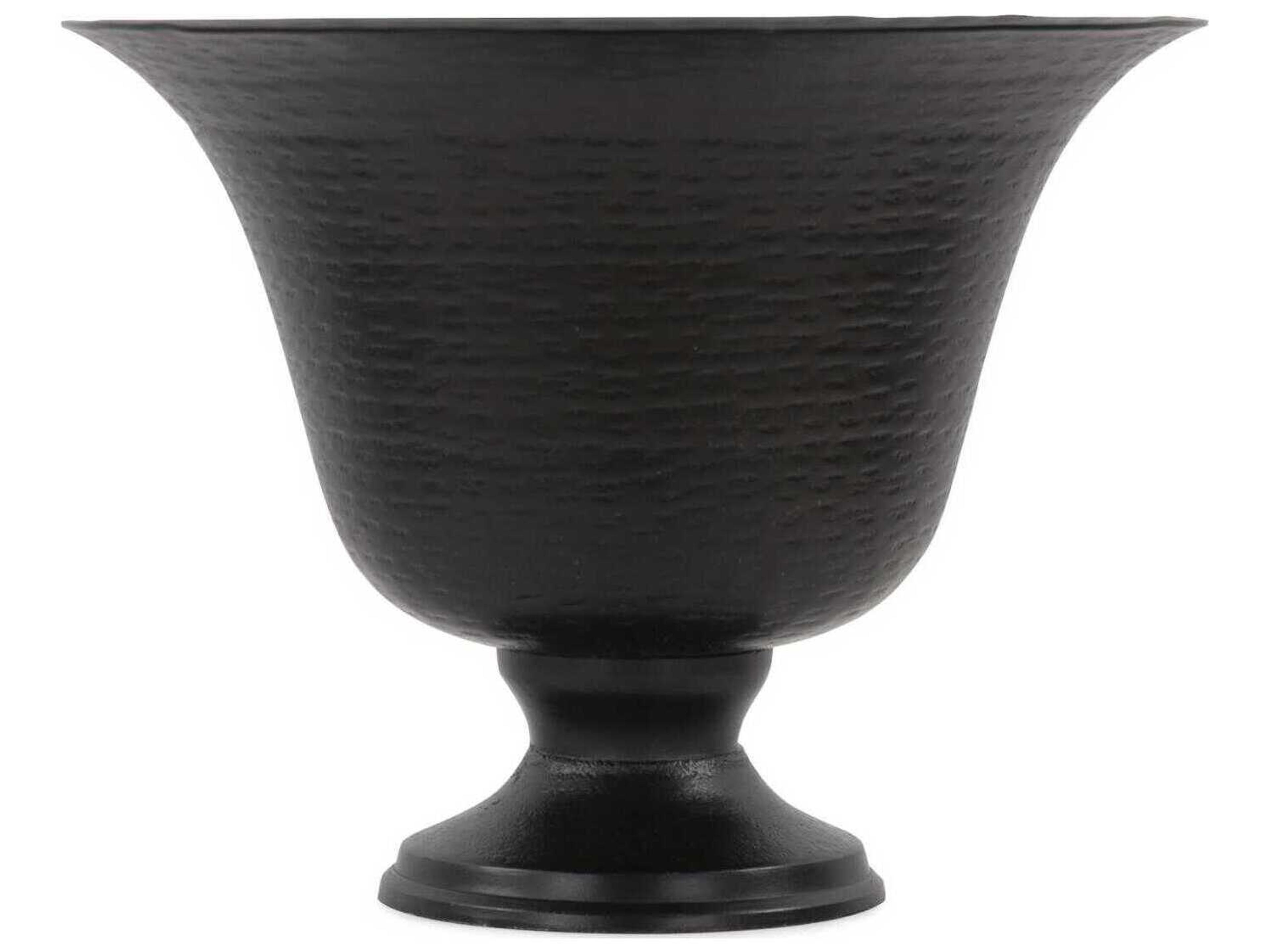 Hammered Em Dash Matte Black Flared Deep Decorative Bowl