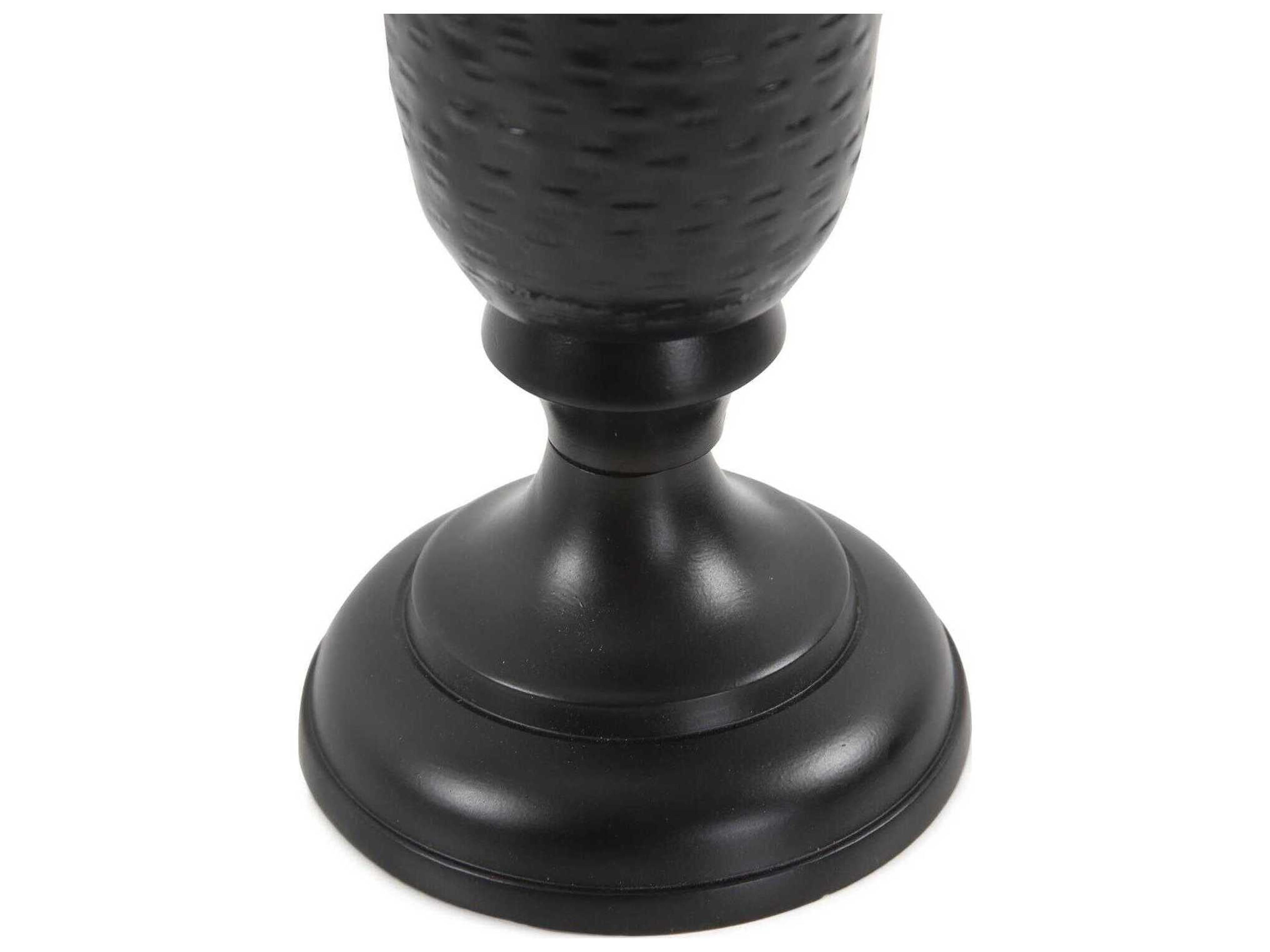 Howard Elliott Hammered Matte Black Em Dash Flared Trumpet Vase