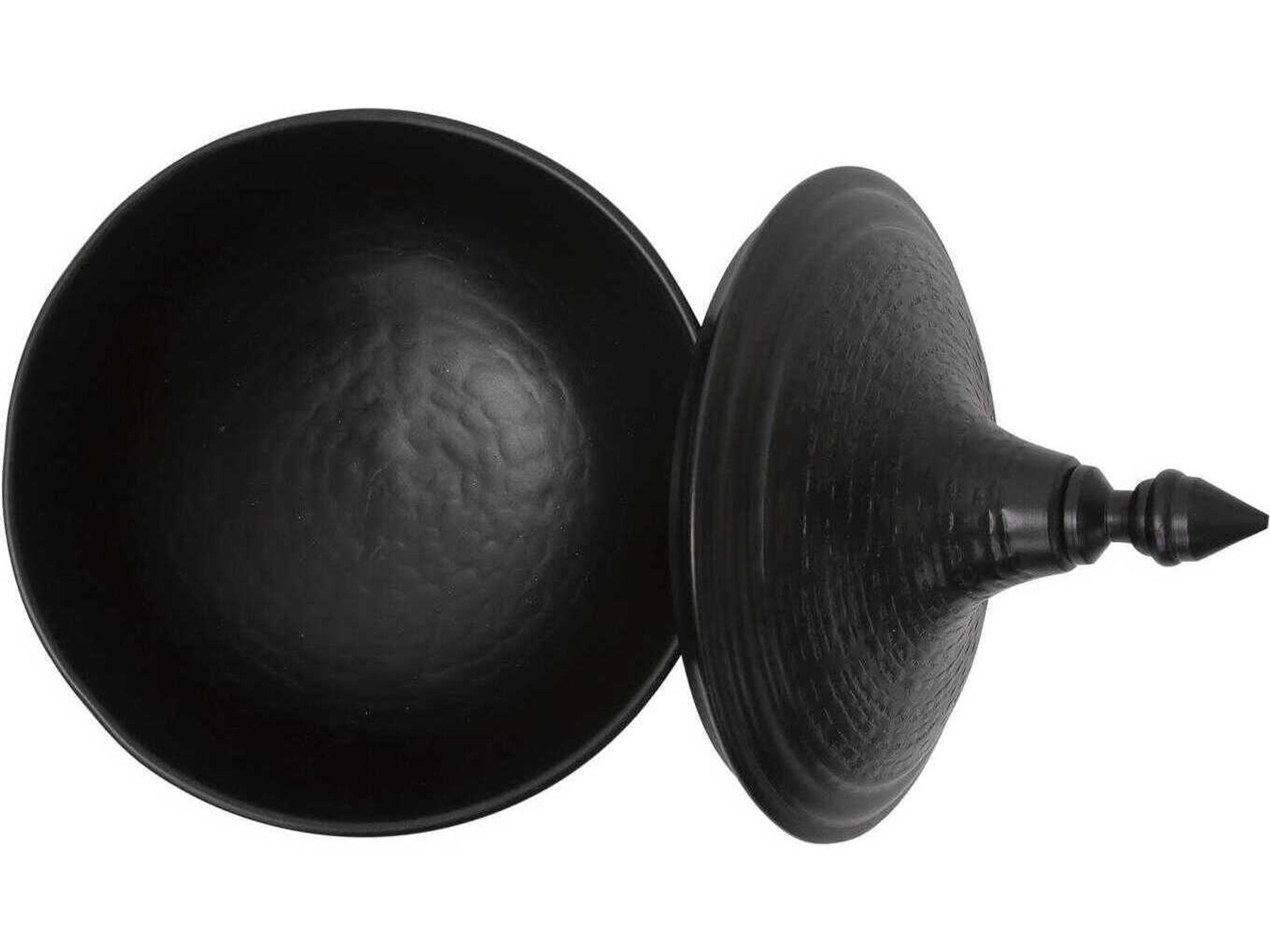 Howard Elliott Hammered Em Dash Black Covered Urn