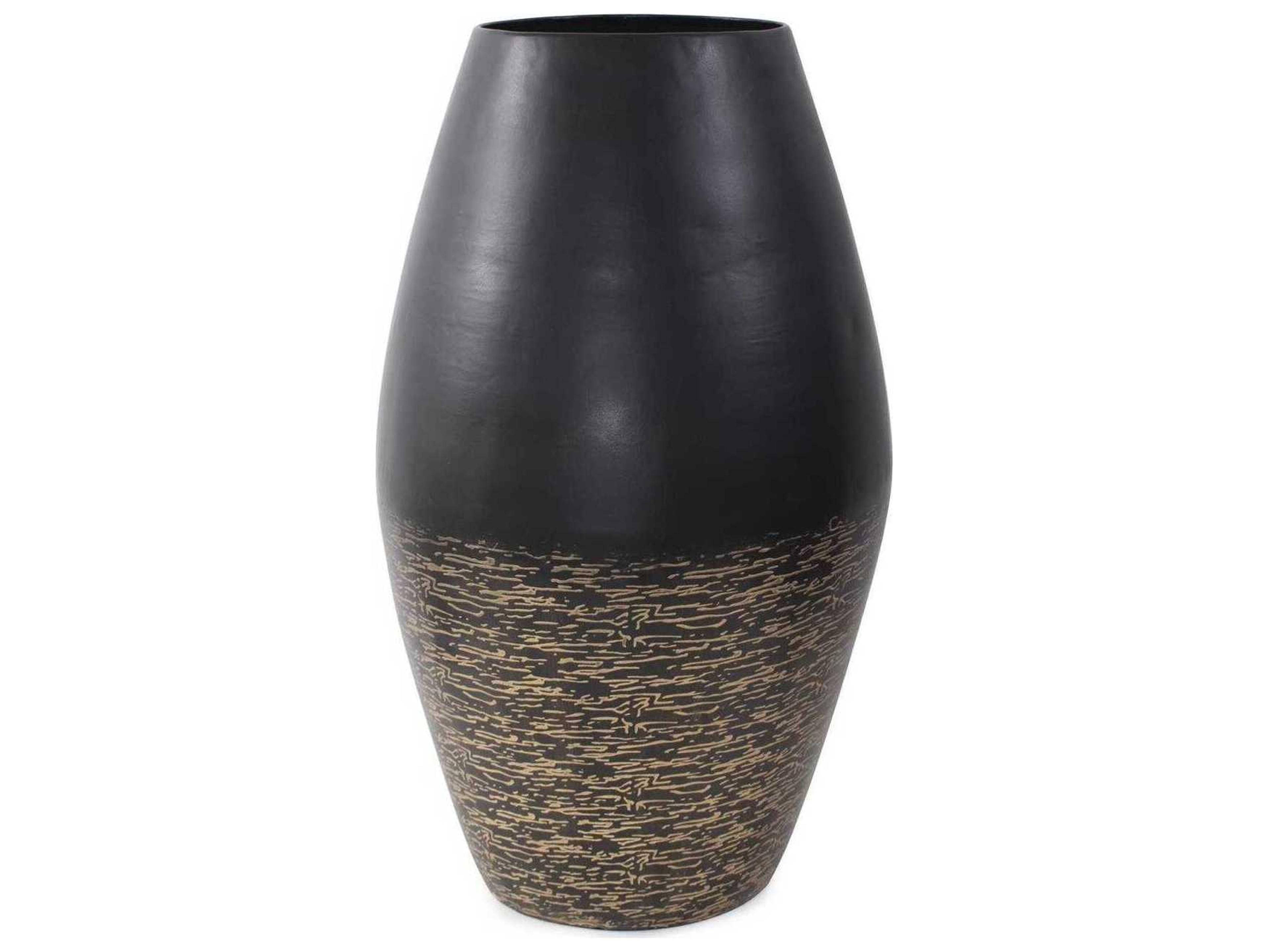 Howard Elliott Golden Thread Black Cask Vase